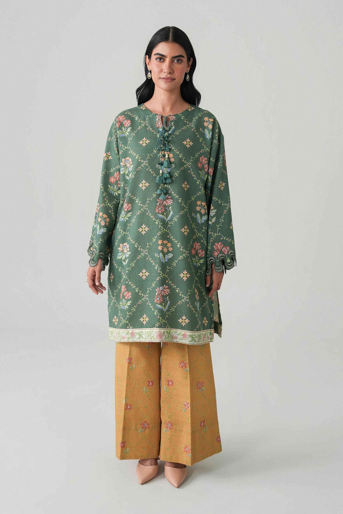 2 Piece - Printed Embroidered Suit - U2STE-NISHA26WV1-44