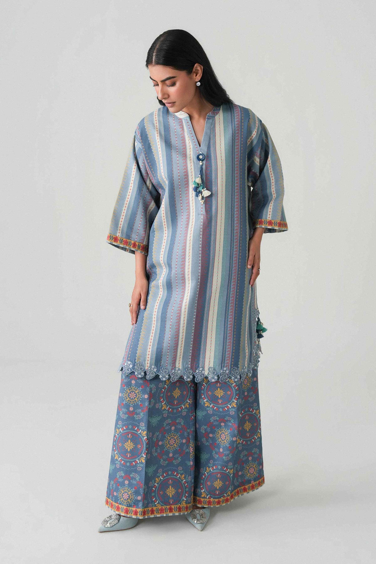 2 Piece - Printed Embroidered Suit - U2STE-NISHA26WV1-50