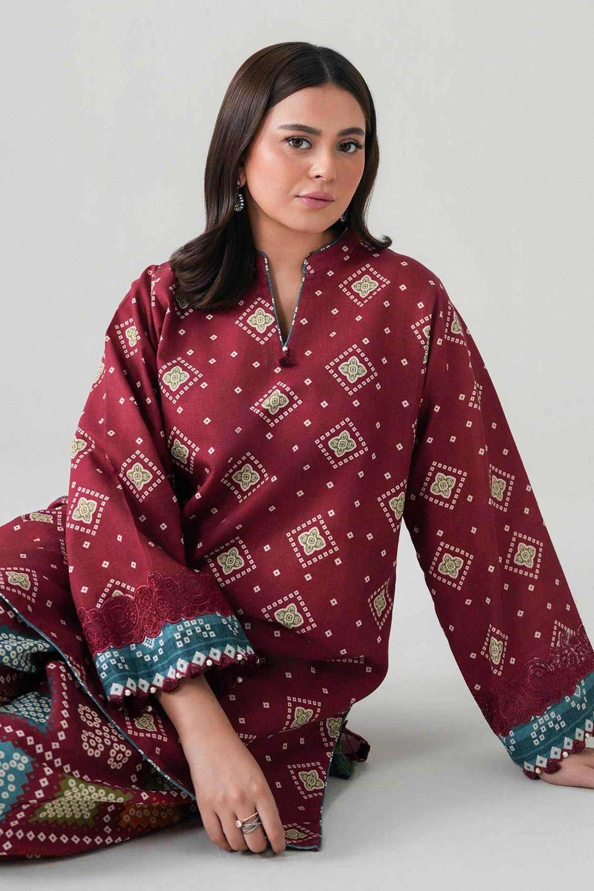 2 Piece - Printed Embroidered Suit - U2STE-NISHA26WV1-53