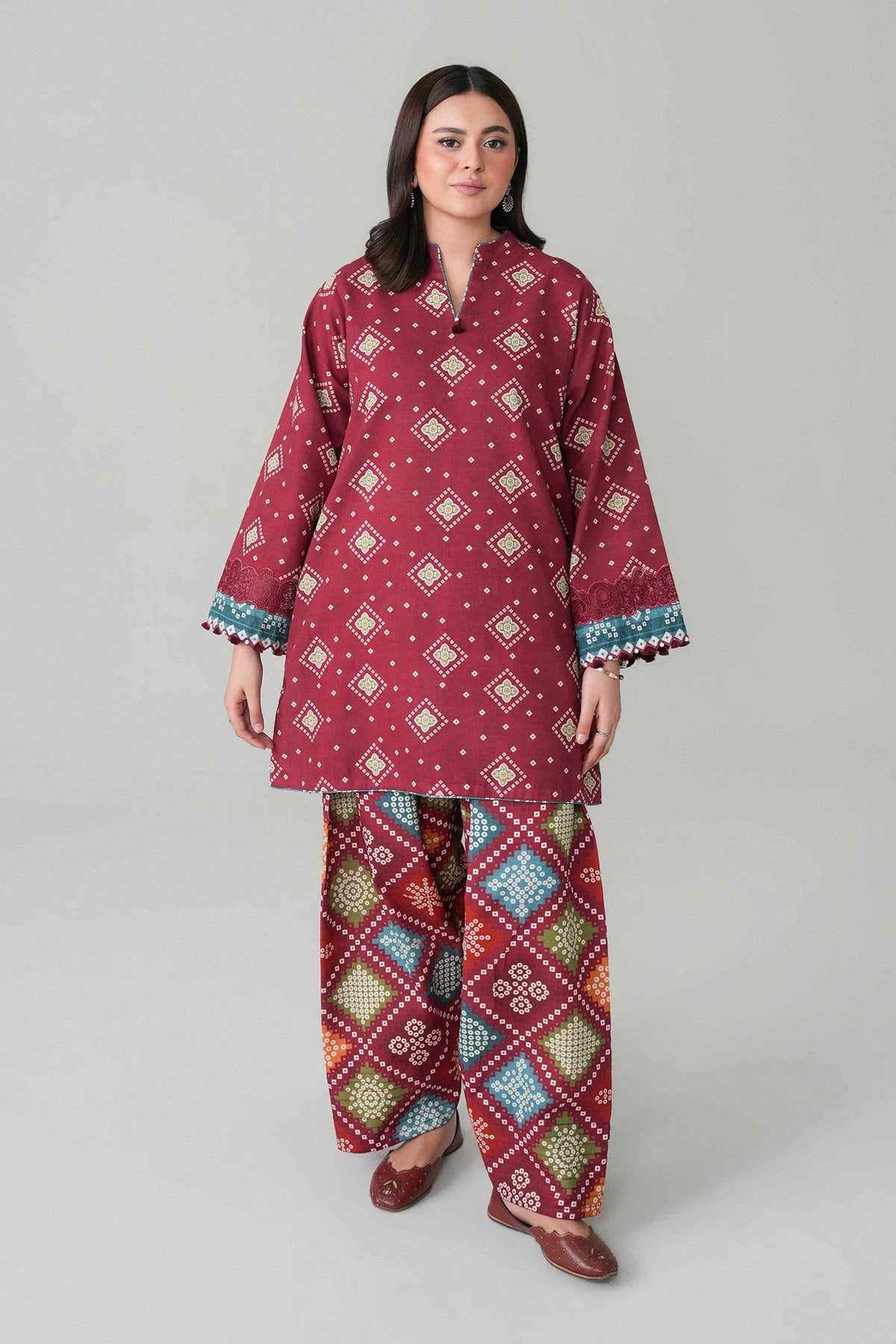 2 Piece - Printed Embroidered Suit - U2STE-NISHA26WV1-53