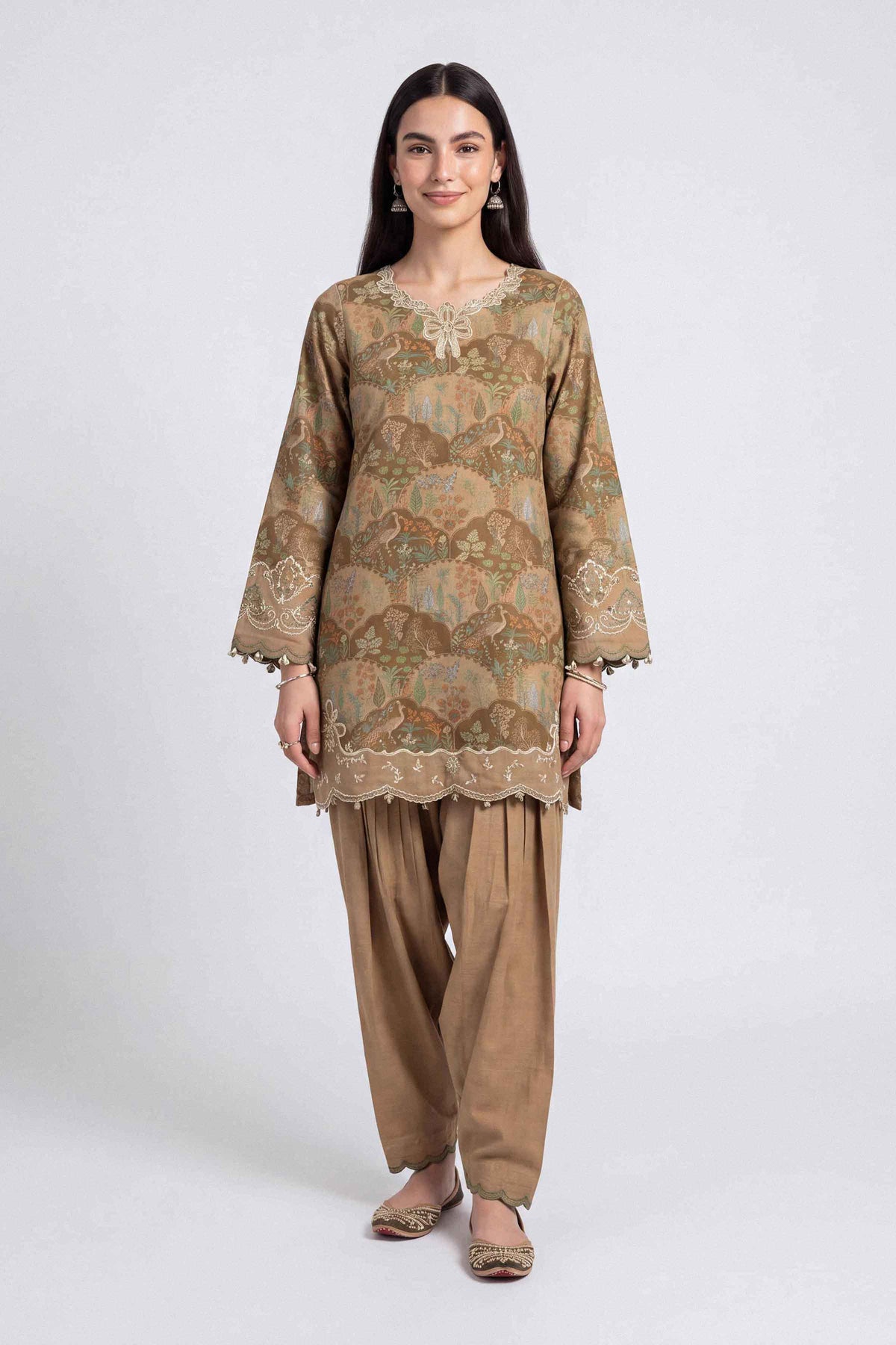 2 Piece - Printed Embroidered Suit - U2STE-NISHA26WV1-58