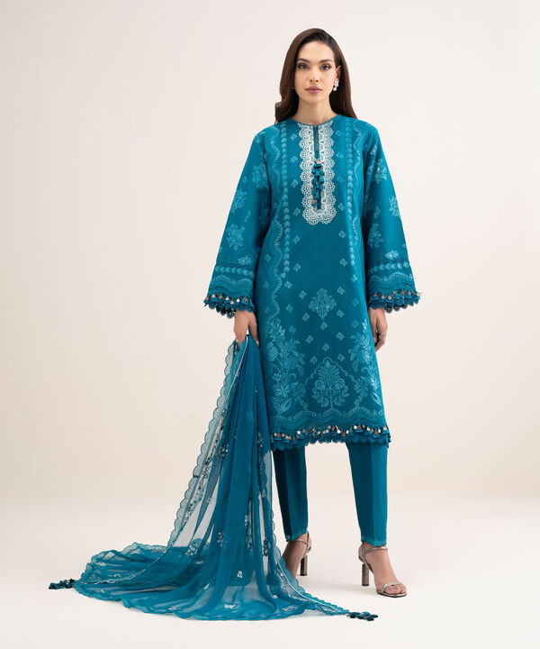 3 Piece - Embroidered Jacquard Suit