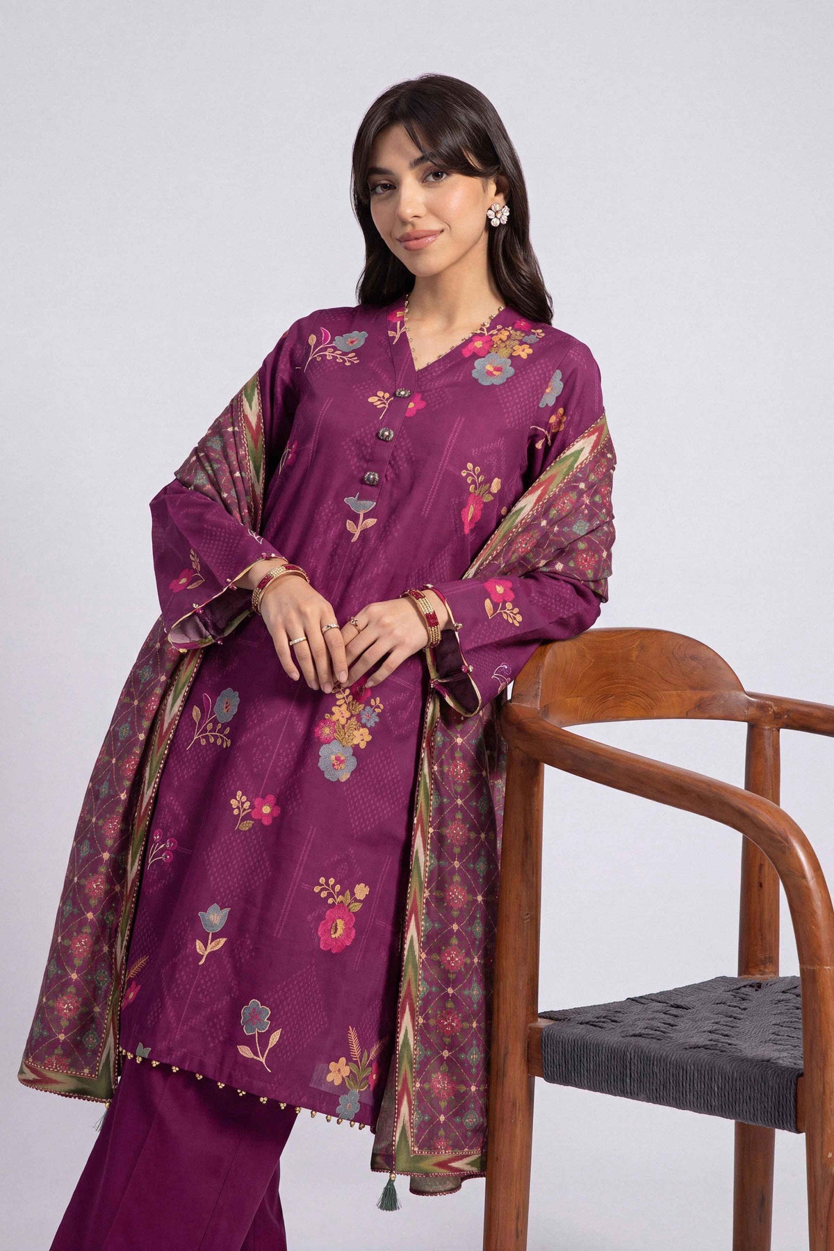 3 Piece - Digital Printed Suit - U3P-NISHA26WV1-11