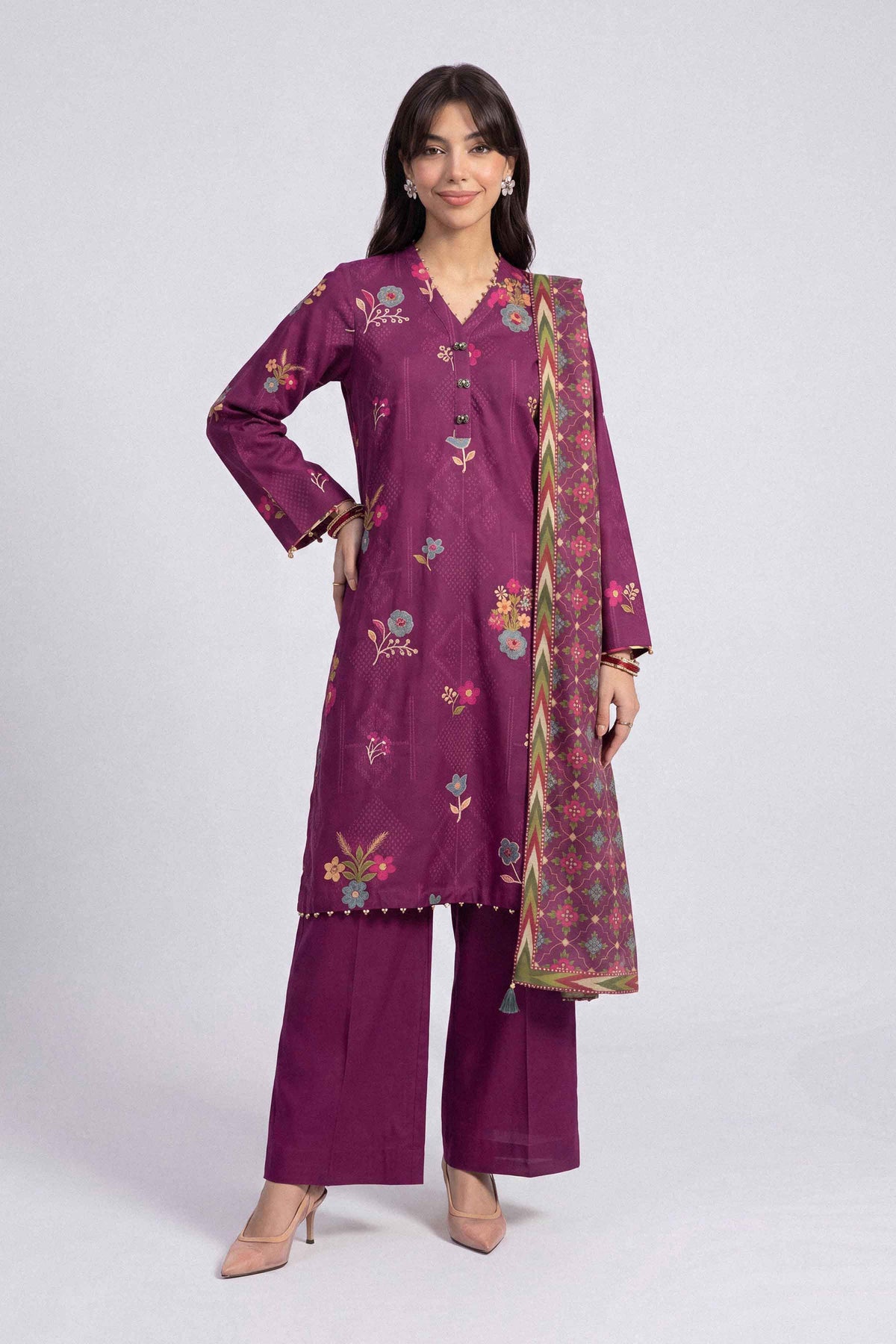 3 Piece - Digital Printed Suit - U3P-NISHA26WV1-11