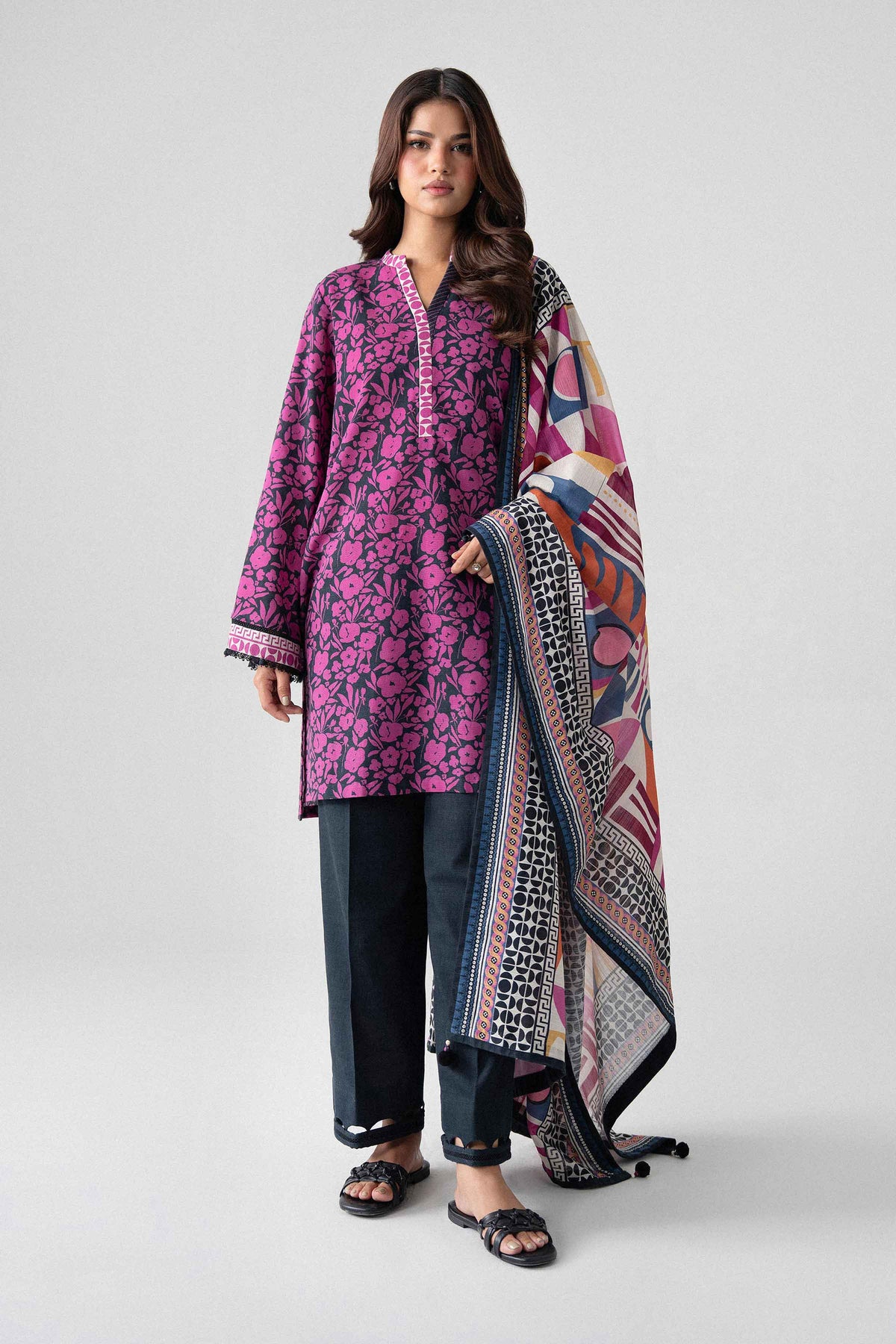 3 Piece - Printed Suit - U3P-NISHA26WV1-28