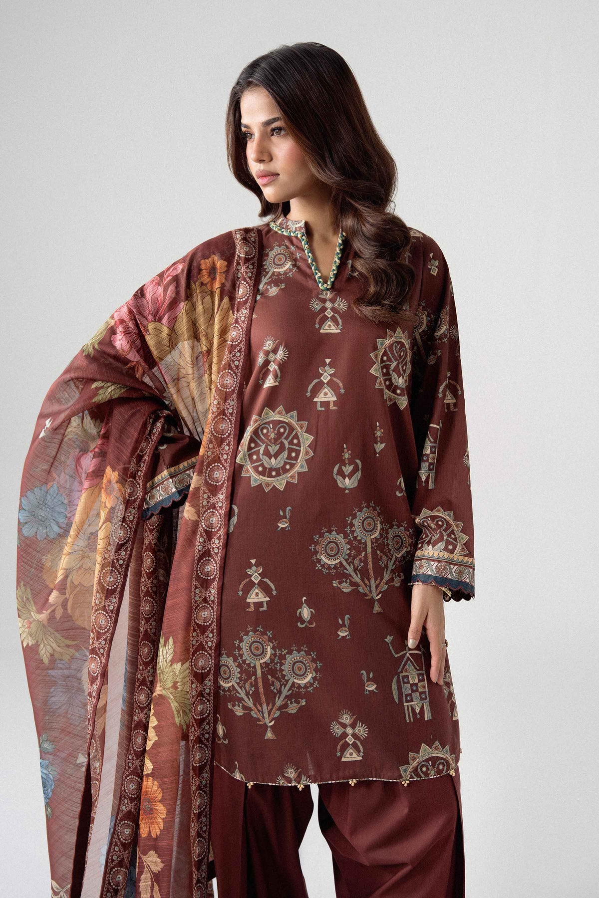 3 Piece - Digital Printed Suit - U3P-NISHA26WV1-42