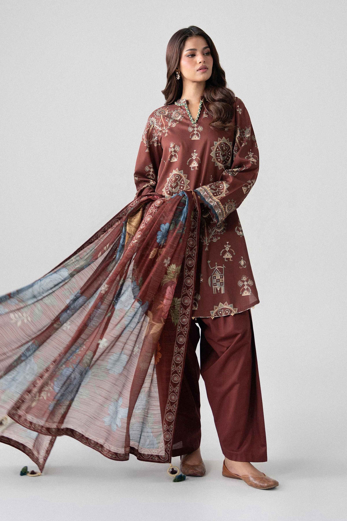 3 Piece - Digital Printed Suit - U3P-NISHA26WV1-42