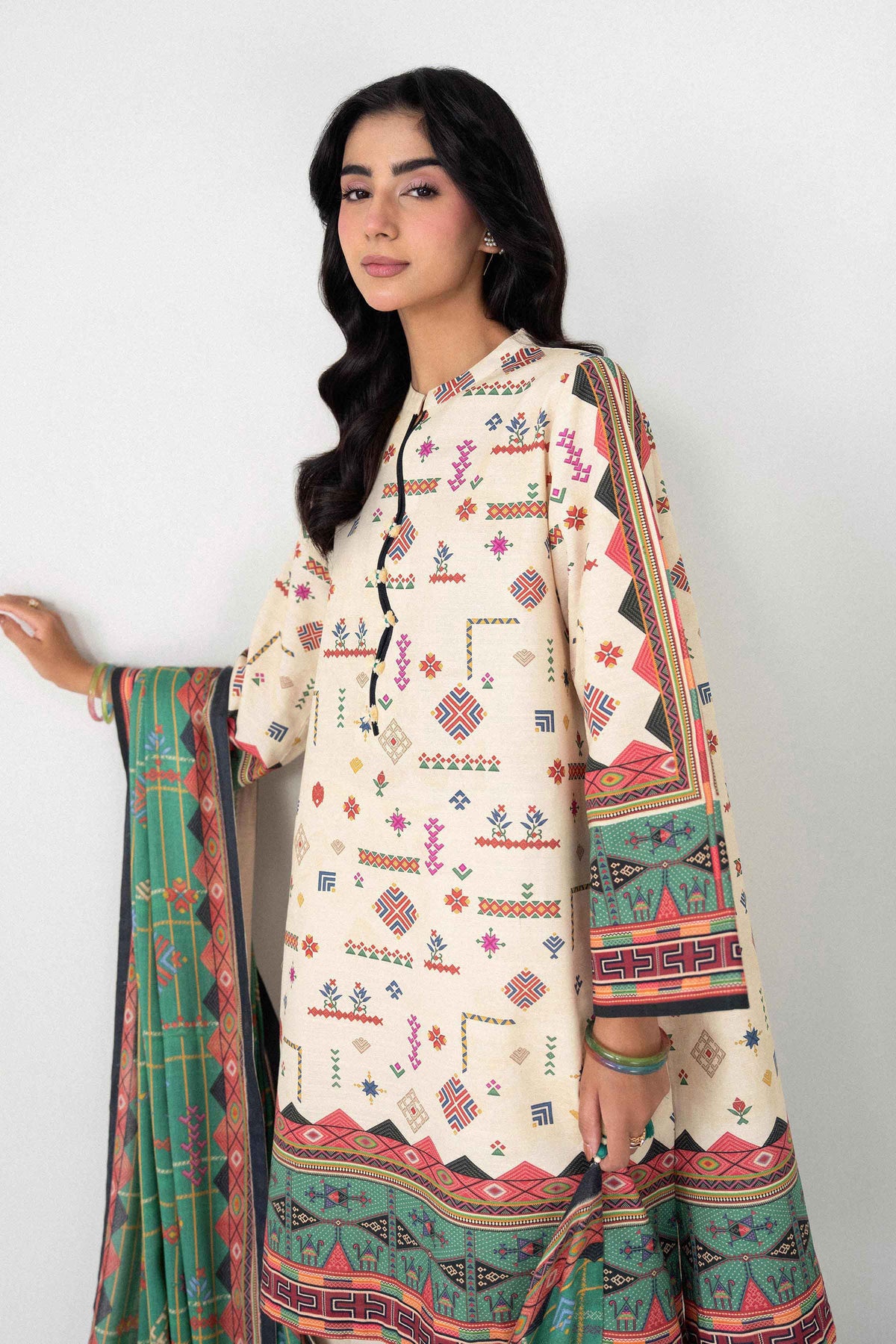 3 Piece - Digital Printed Suit - U3P-NISHA26WV1-97