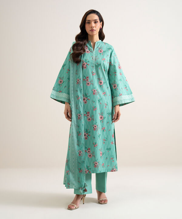 3 Piece - Printed Cotton Suit
