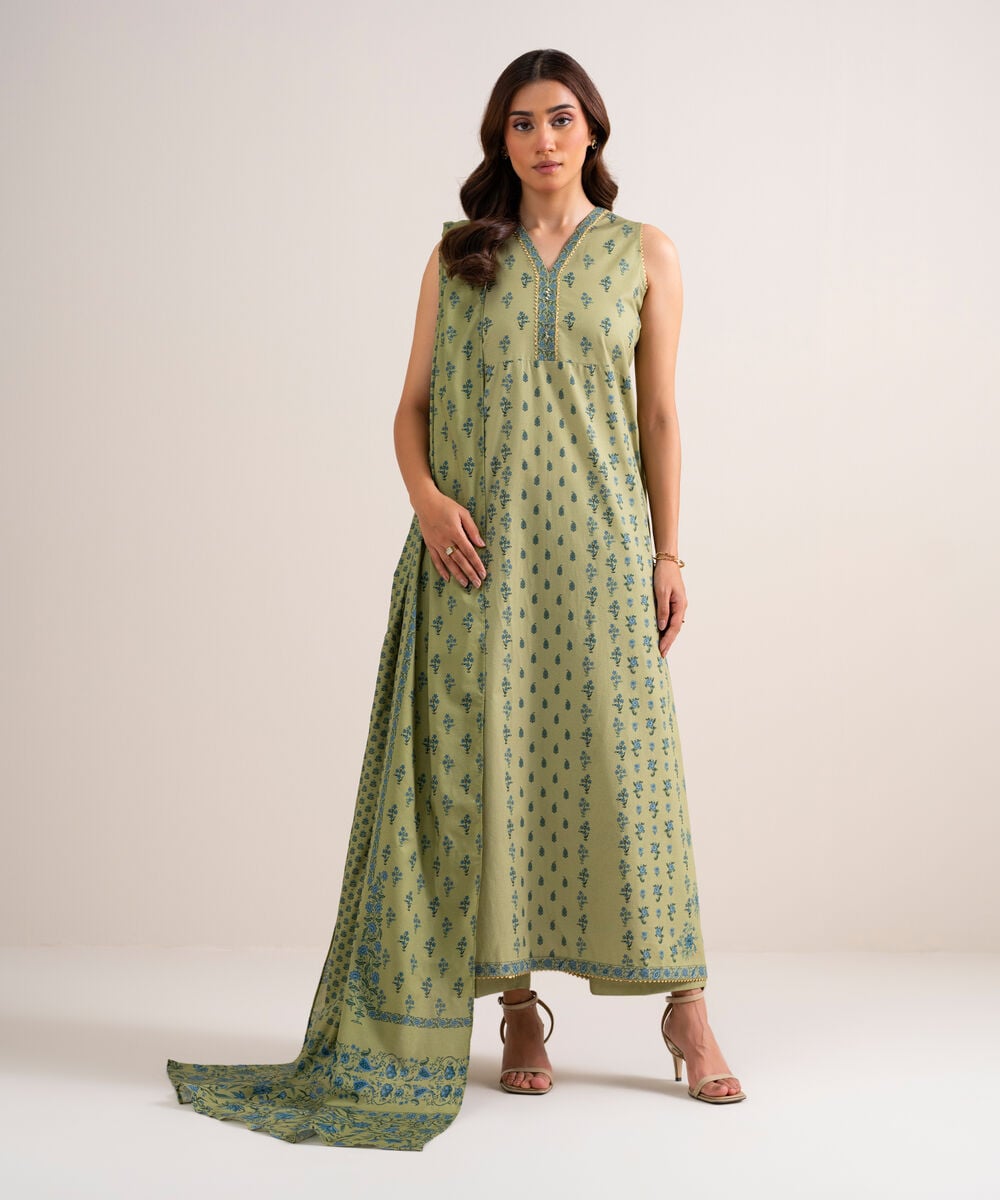 3 Piece - Printed Cotton Viscose Suit U3PDYS26V820
