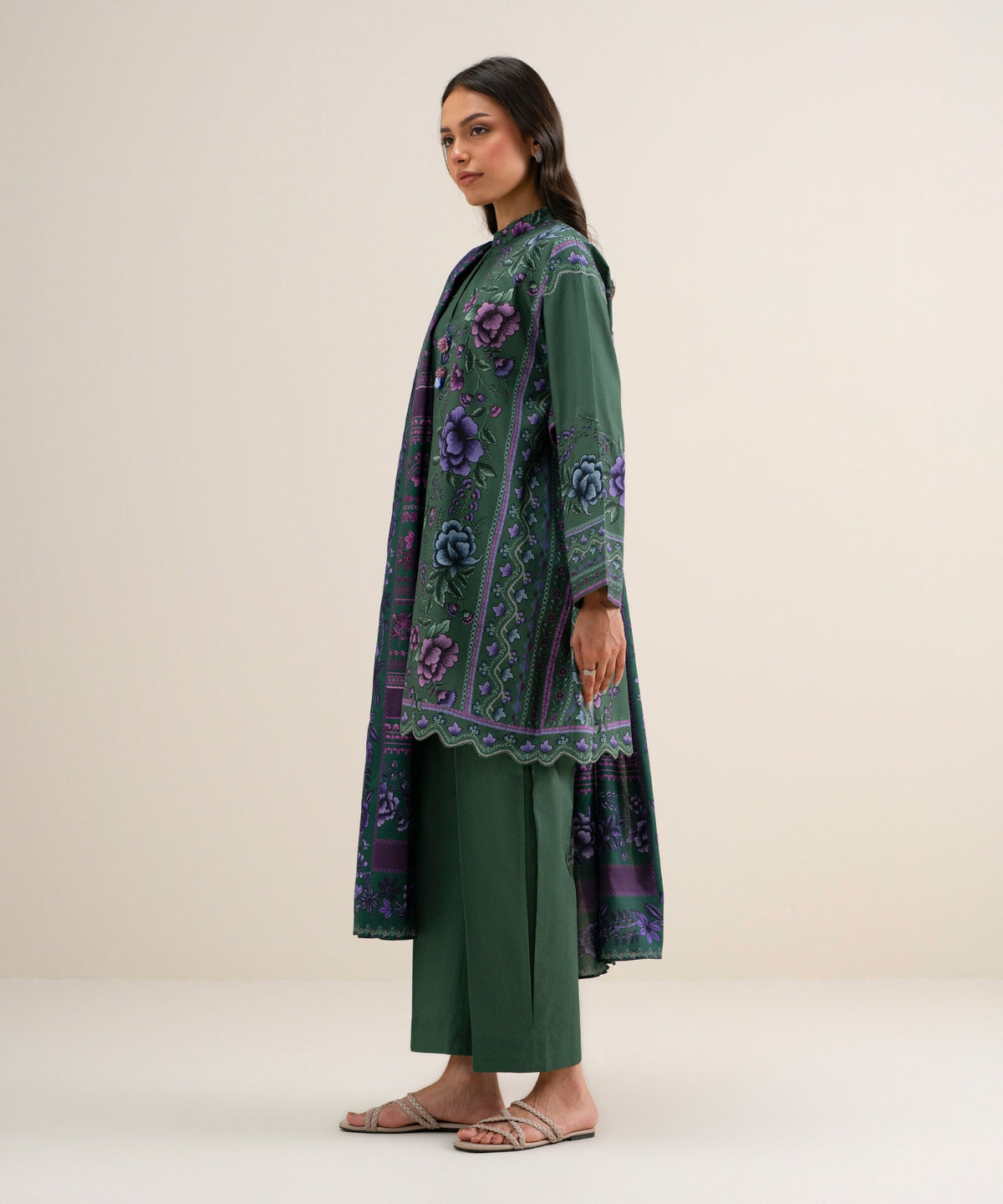 3 Piece - Printed Cotton Viscose Suit U3PDYS26V824