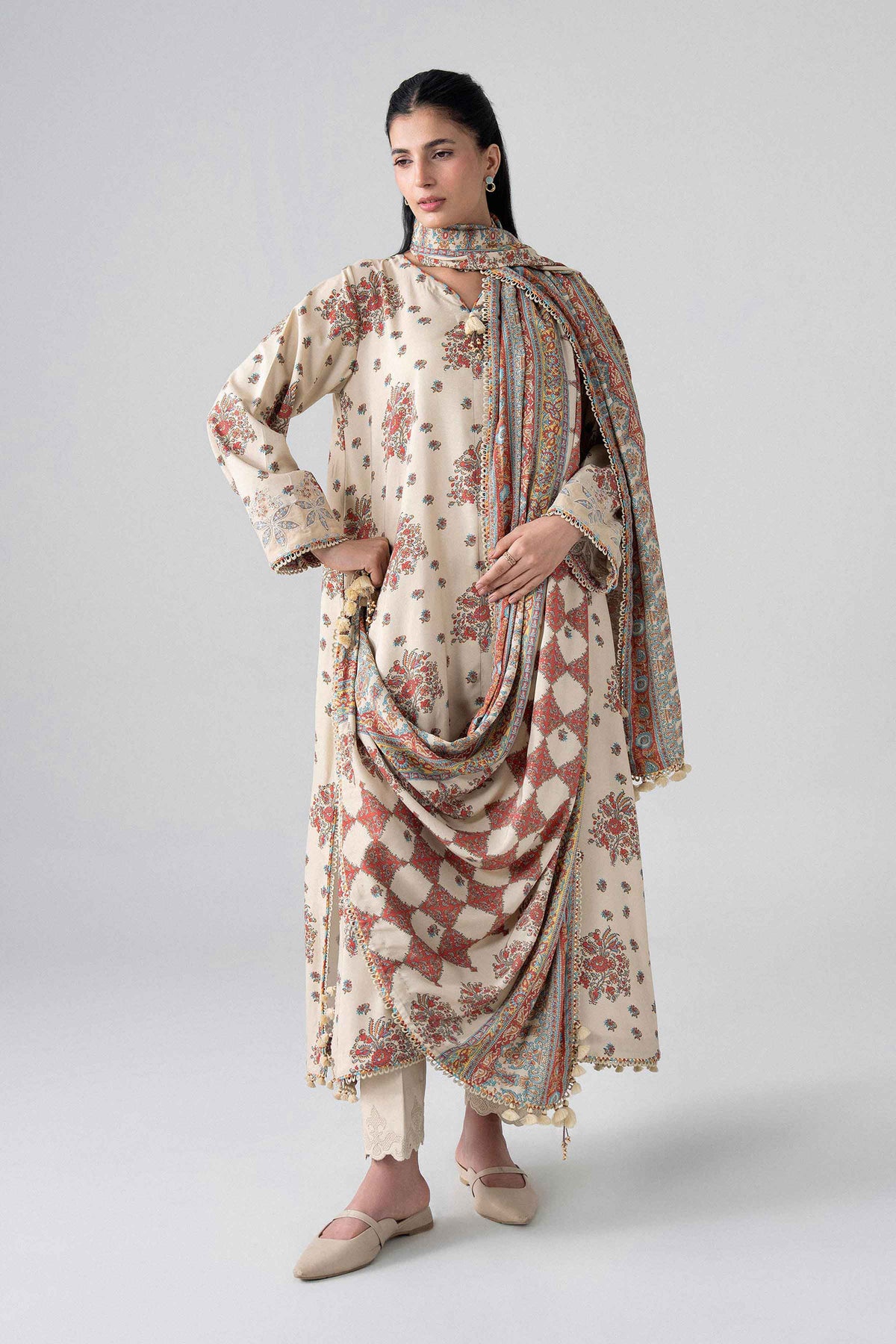 3 Piece - Printed Embroidered Suit - U3PE-NISHA26WV1-1
