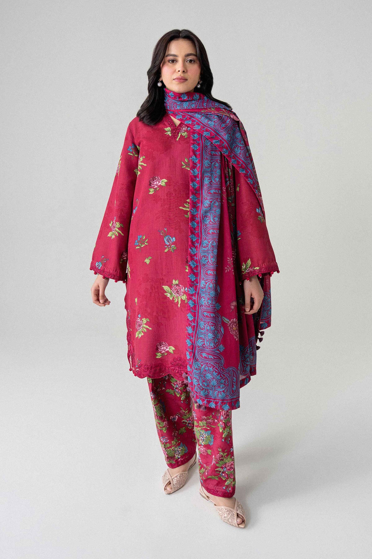 3 Piece - Digital Printed Embroidered Suit - U3PE-NISHA26WV1-116