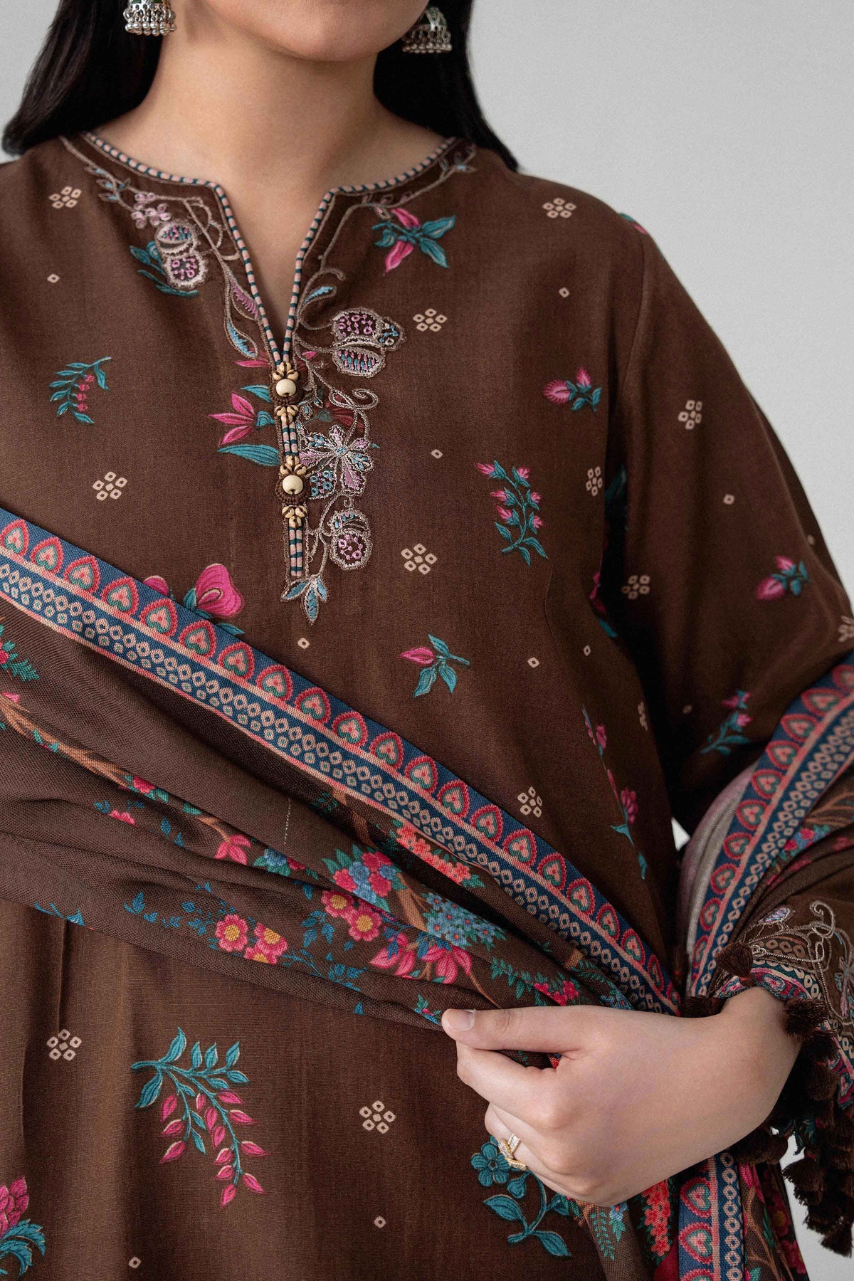 3 Piece - Digital Printed Embroidered Suit - U3PE-NISHA26WV1-121