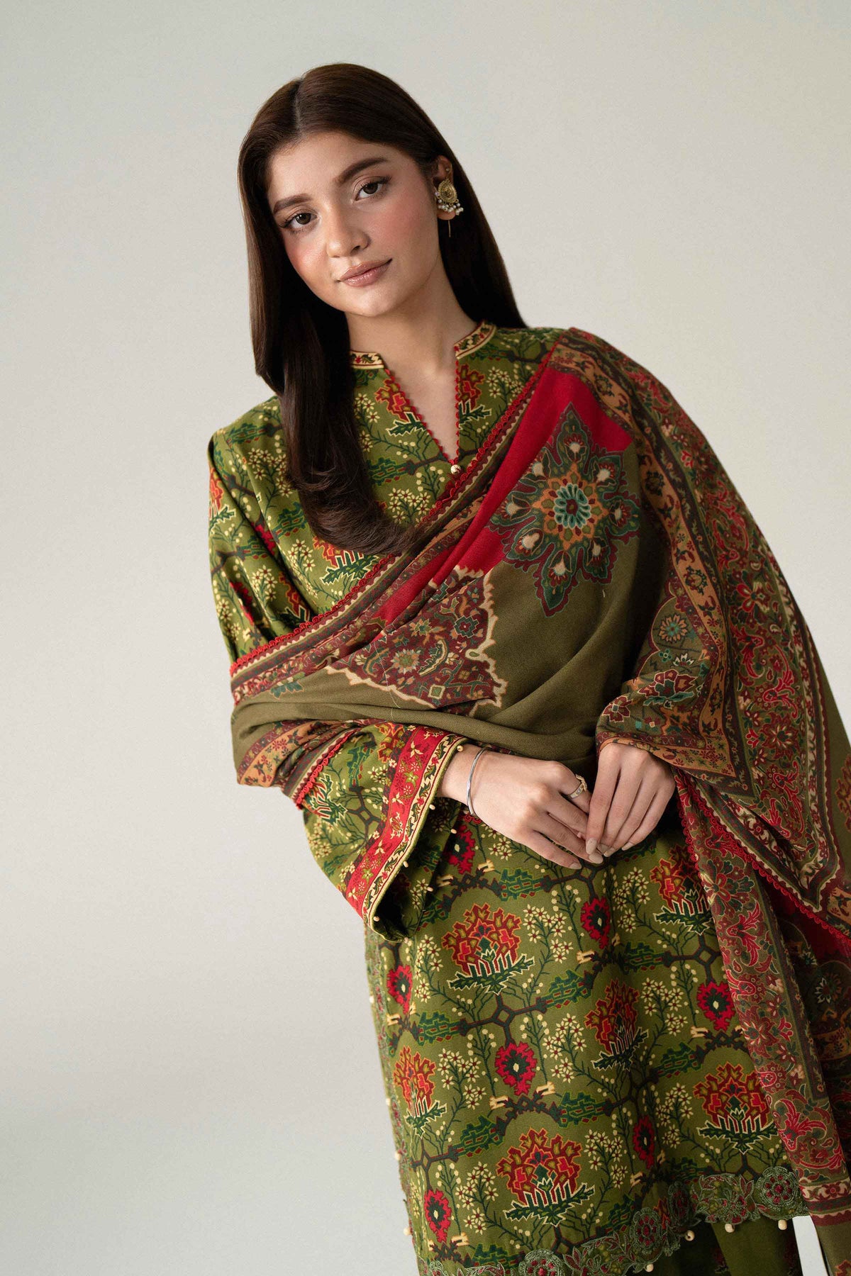 3 Piece - Digital Printed Embroidered Suit - U3PE-NISHA26WV1-123