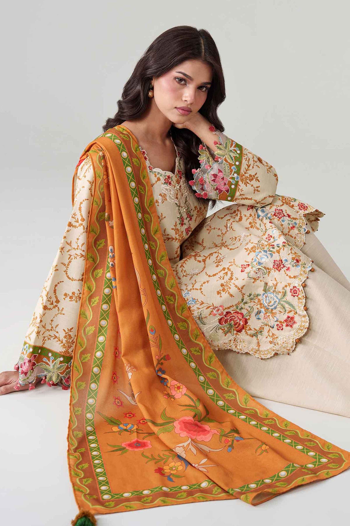 3 Piece - Digital Printed Embroidered Suit - U3PE-NISHA26WV1-136