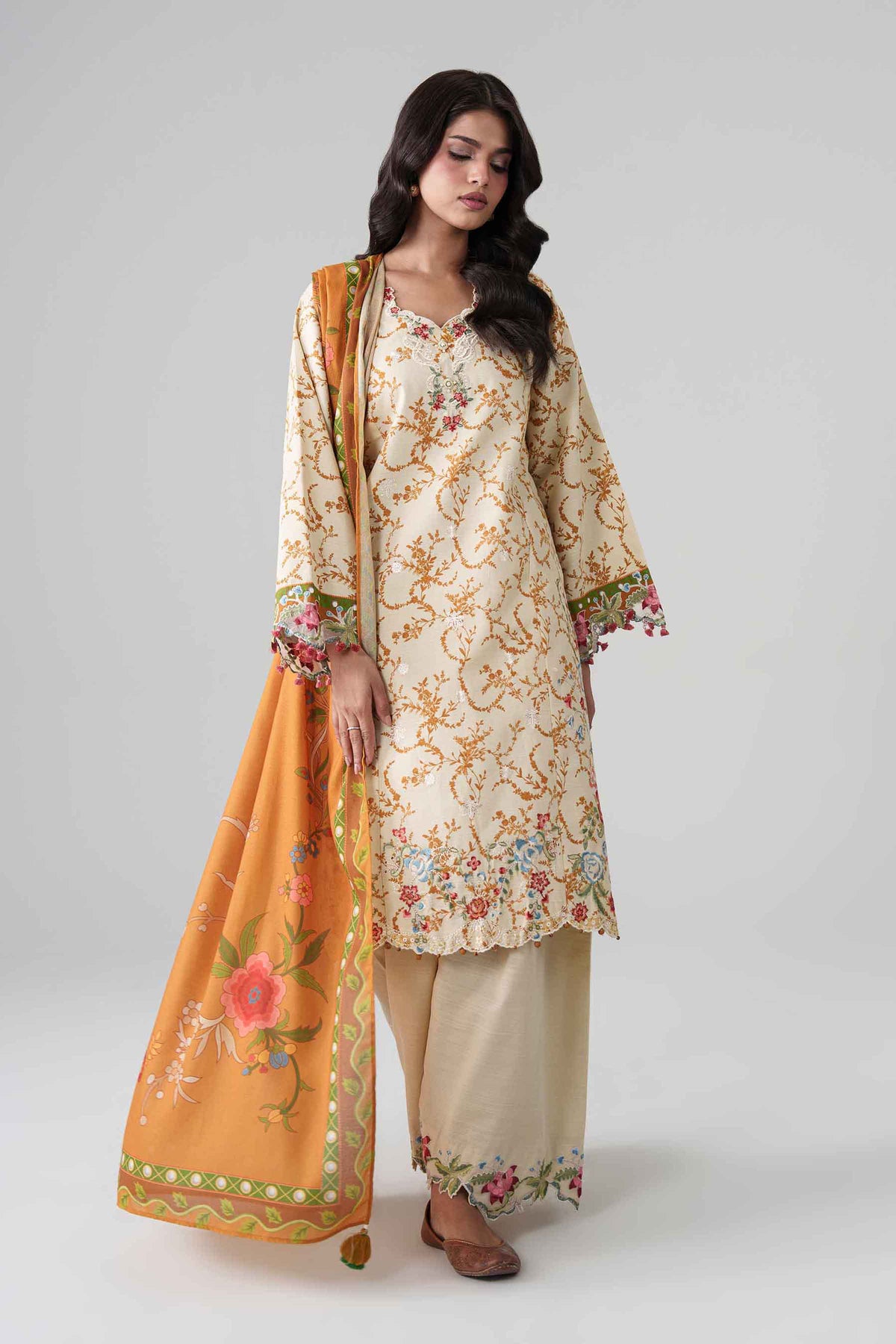 3 Piece - Digital Printed Embroidered Suit - U3PE-NISHA26WV1-136