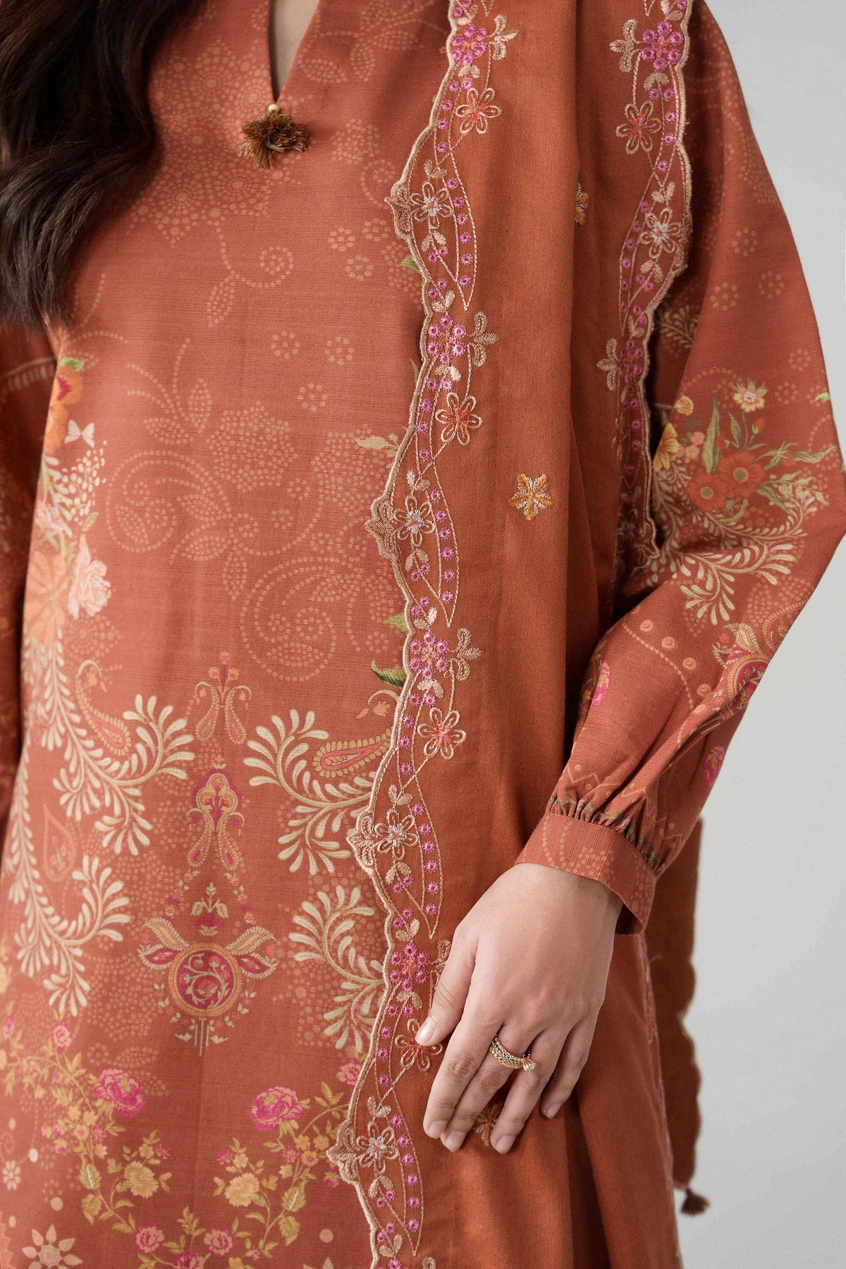 3 Piece - Digital Printed Embroidered Suit - U3PE-NISHA26WV1-153