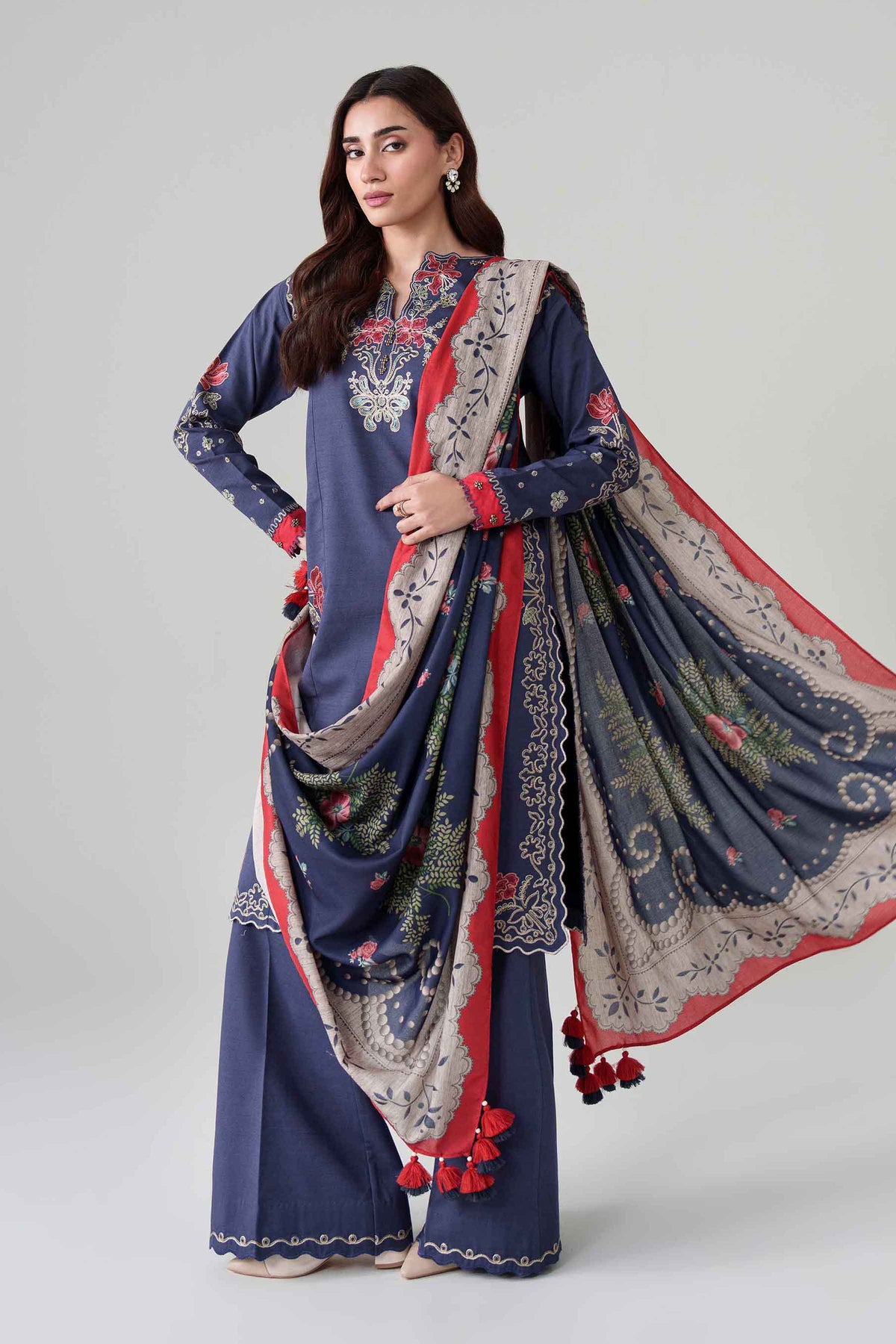 3 Piece - Digital Printed Embroidered Suit - U3PE-NISHA26WV1-156