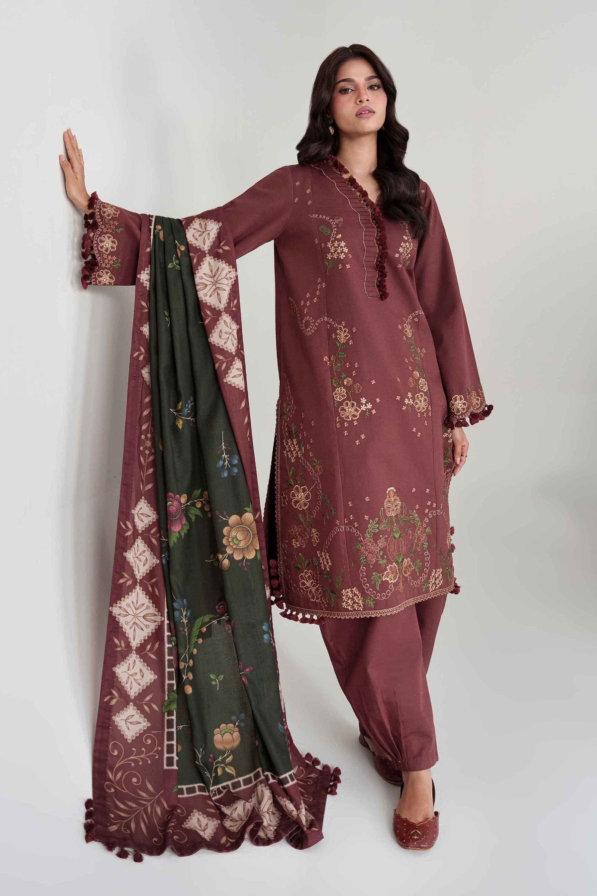 3 Piece - Digital Printed Embroidered Suit - U3PE-NISHA26WV1-157