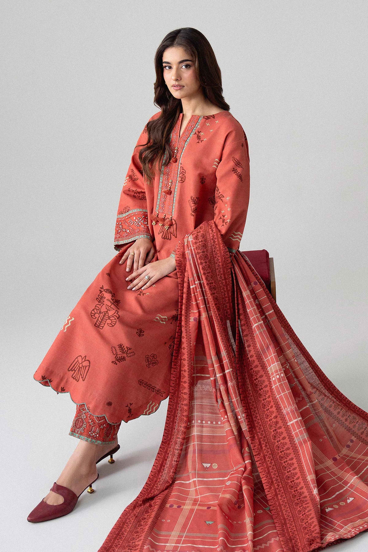 3 Piece - Printed Embroidered Suit - U3PE-NISHA26WV1-17