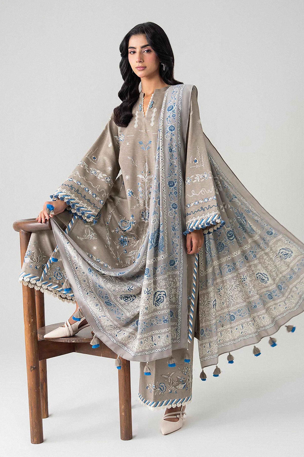 3 Piece - Printed Embroidered Suit - U3PE-NISHA26WV1-221