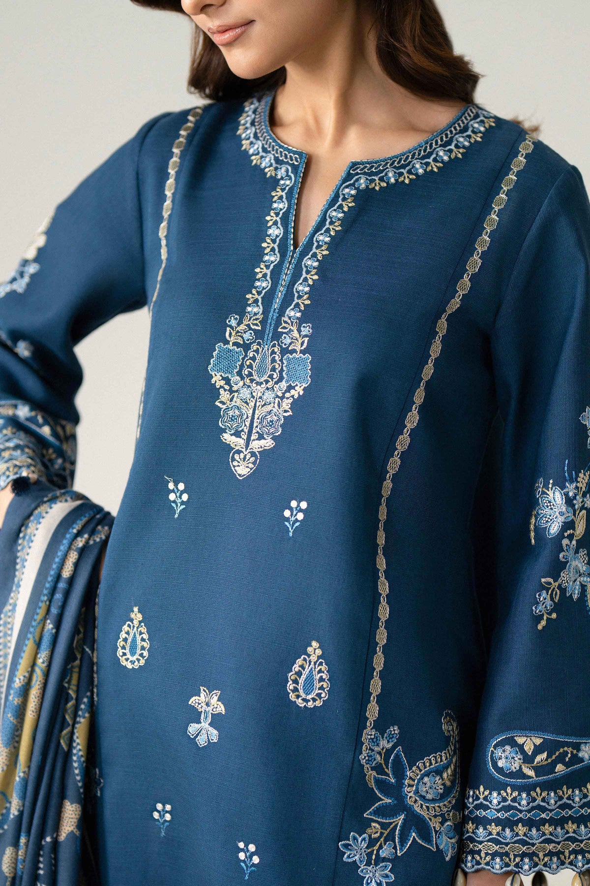 3 Piece - Printed Embroidered Suit - U3PE-NISHA26WV1-229