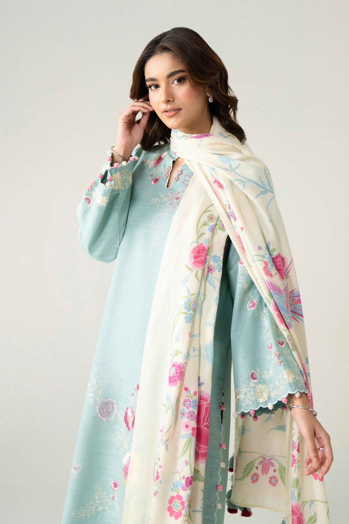 3 Piece - Digital Printed Embroidered Suit - U3PE-NISHA26WV1-236