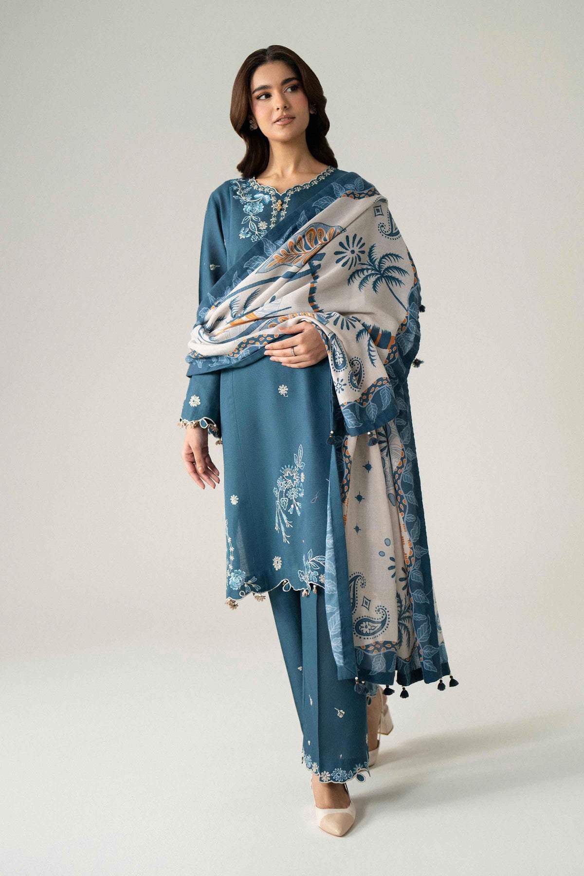3 Piece - Digital Printed Embroidered Suit - U3PE-NISHA26WV1-239