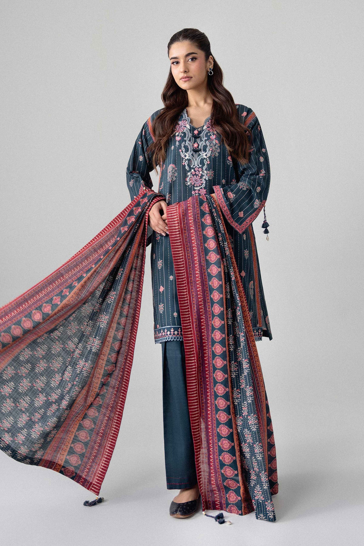 3 Piece - Printed Embroidered Suit - U3PE-NISHA26WV1-28