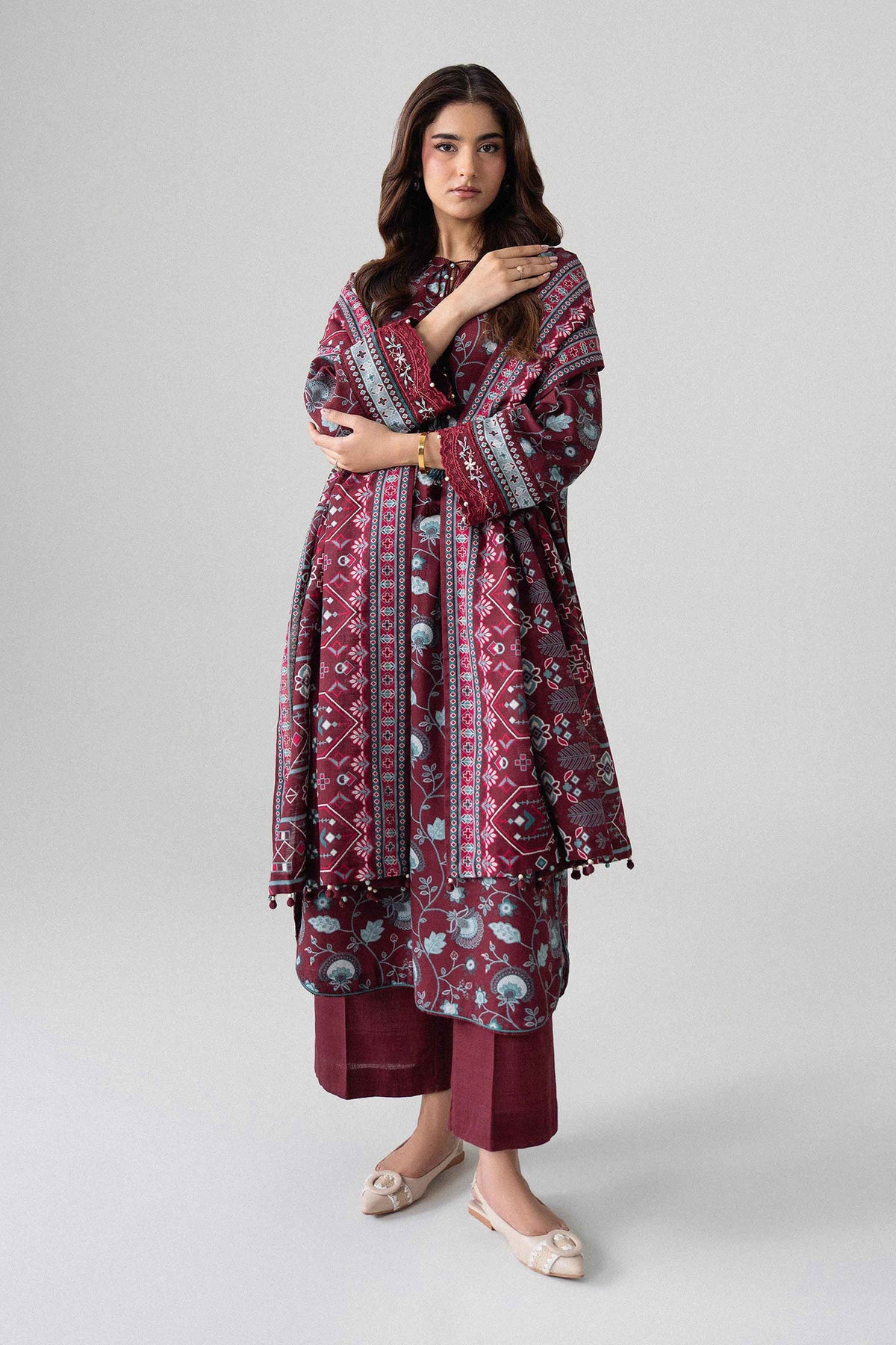 3 Piece - Printed Embroidered Suit - U3PE-NISHA26WV1-31