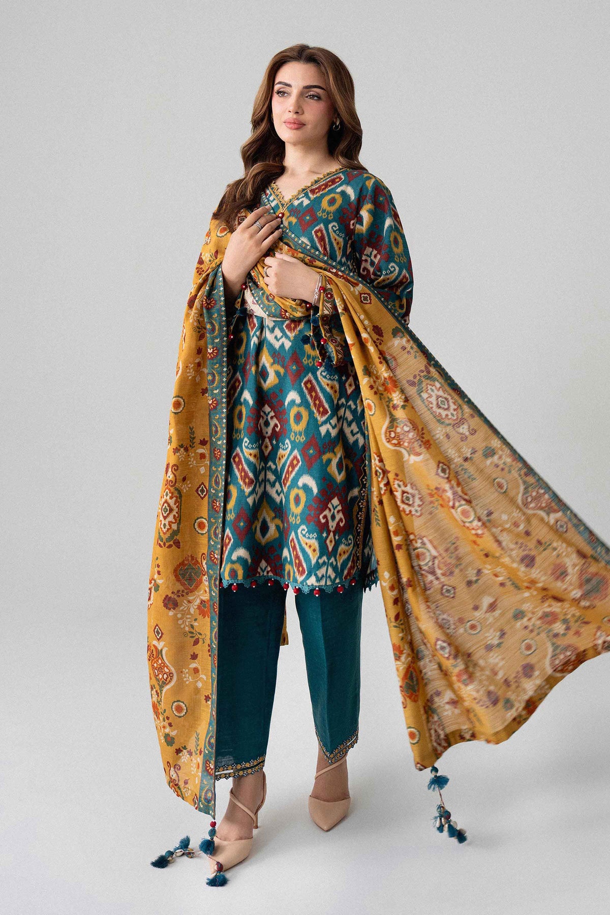 3 Piece - Printed Embroidered Suit - U3PE-NISHA26WV1-40