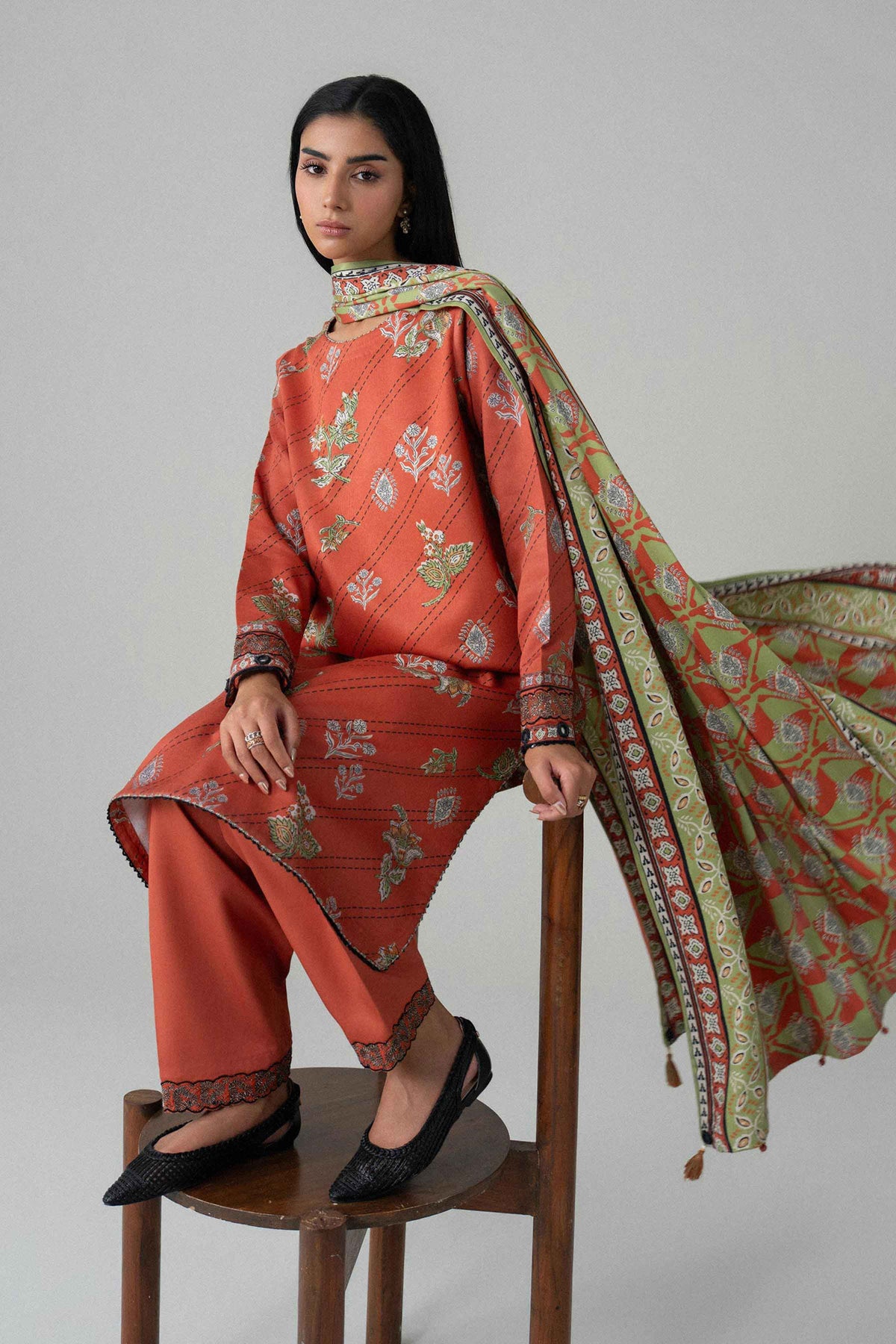 3 Piece - Printed Embroidered Suit - U3PE-NISHA26WV1-48