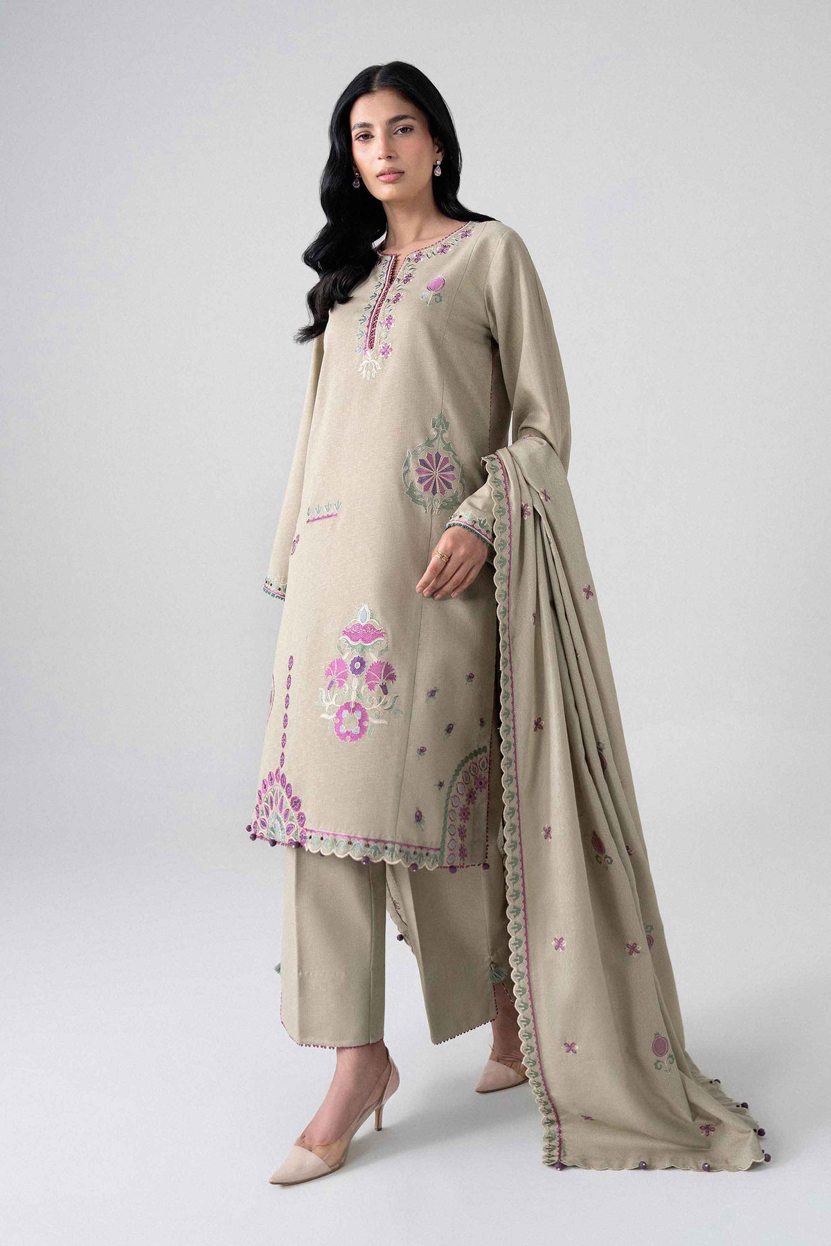 3 Piece - Embroidered Suit - U3PE-NISHA26WV1-55