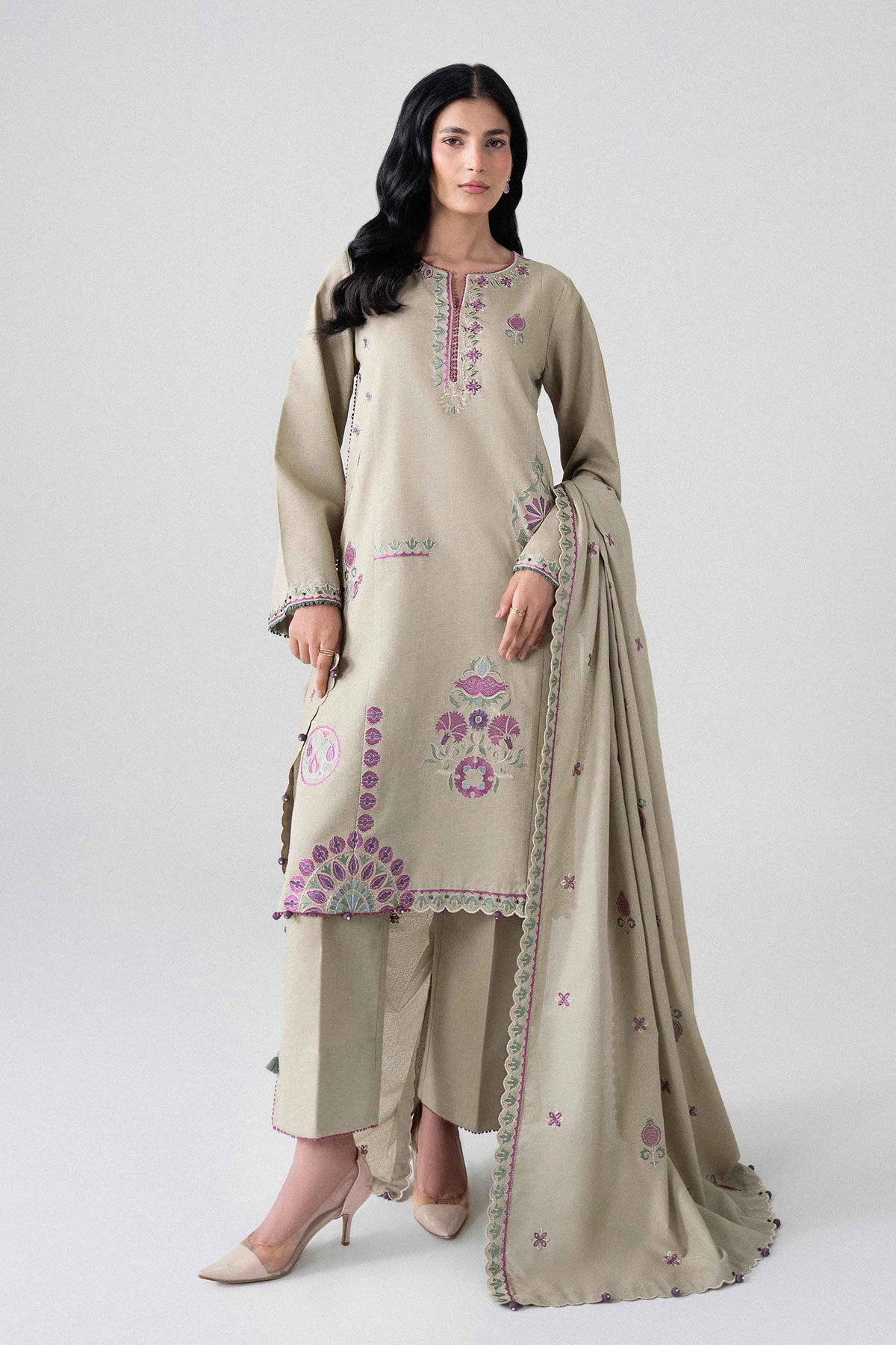 3 Piece - Embroidered Suit - U3PE-NISHA26WV1-55