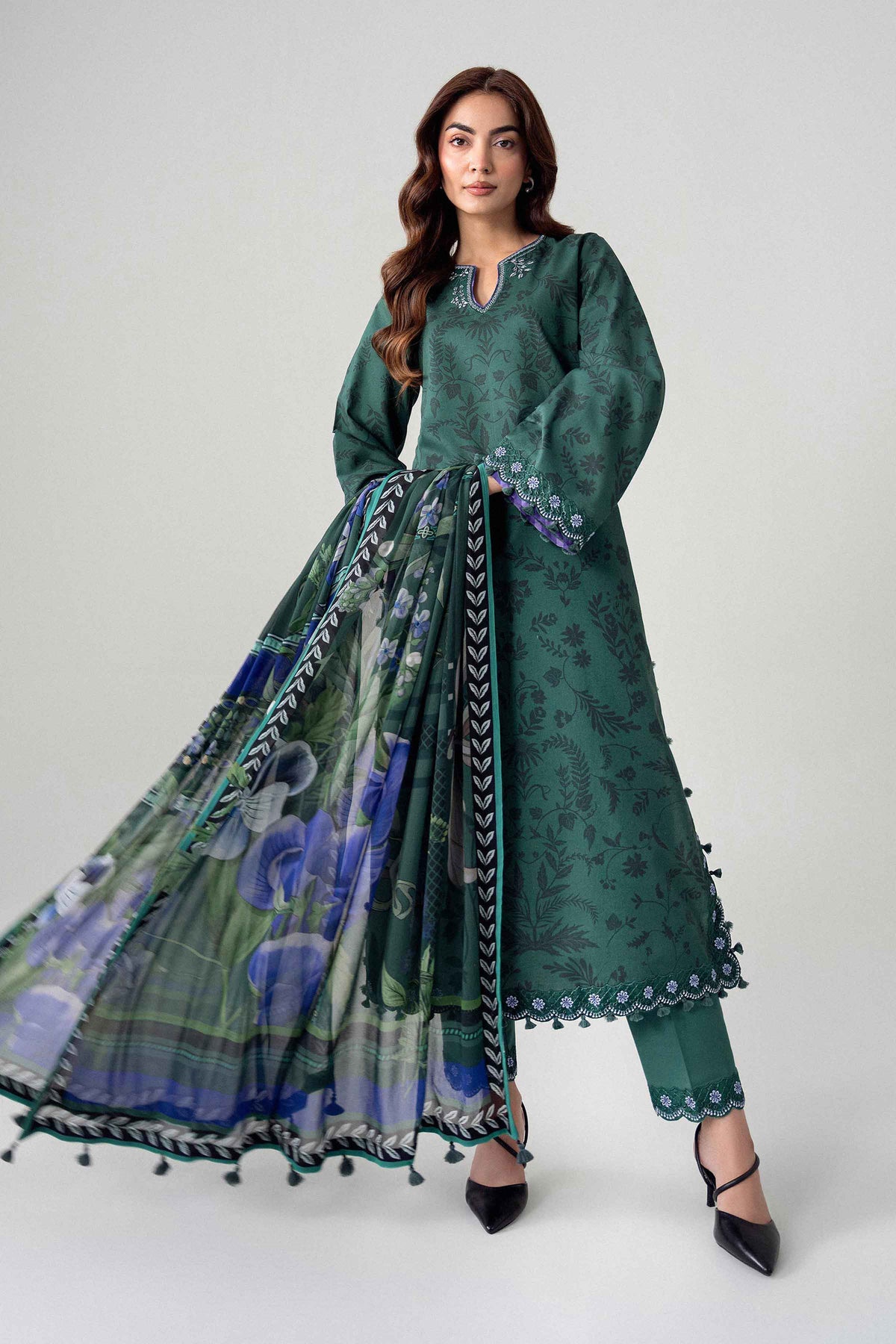 3 Piece - Digital Printed Embroidered Suit - U3PE-NISHA26WV1-69