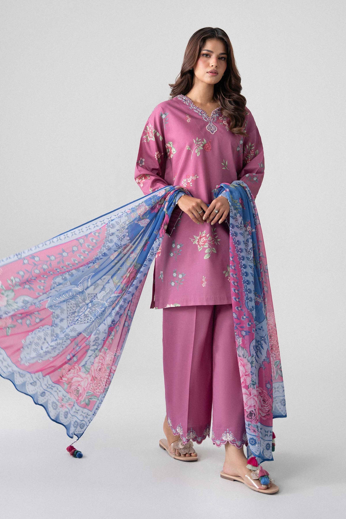 3 Piece - Digital Printed Embroidered Suit - U3PE-NISHA26WV1-72