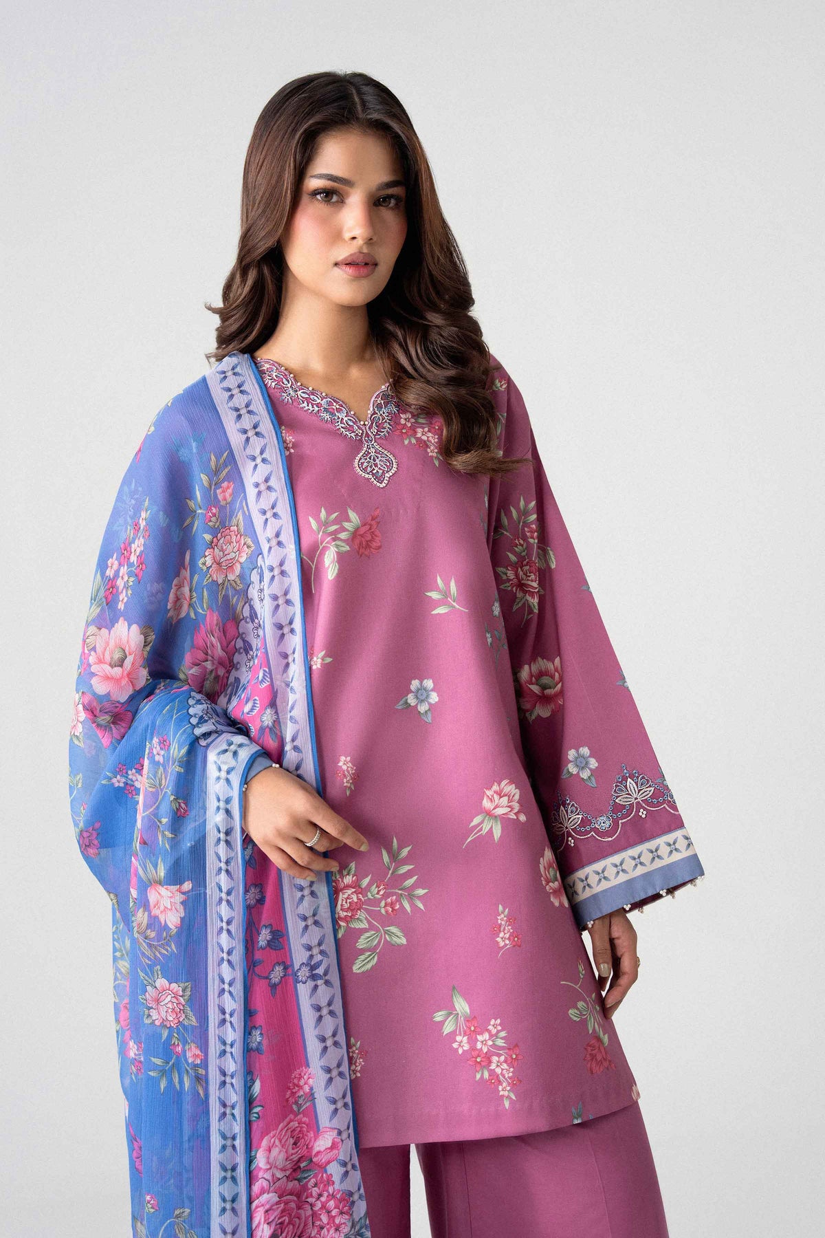 3 Piece - Digital Printed Embroidered Suit - U3PE-NISHA26WV1-72