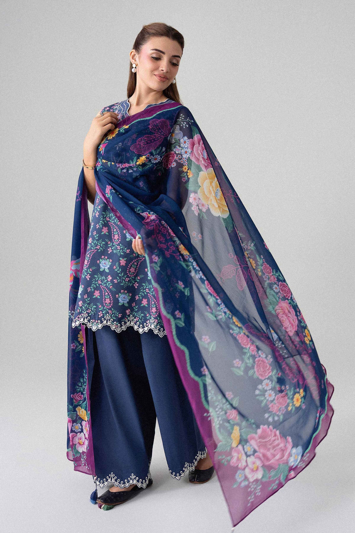 3 Piece - Digital Printed Embroidered Suit - U3PE-NISHA26WV1-73