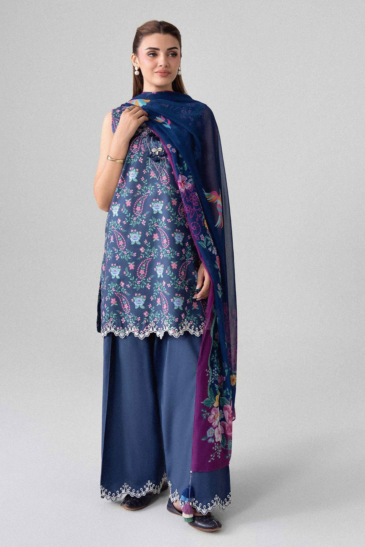 3 Piece - Digital Printed Embroidered Suit - U3PE-NISHA26WV1-73