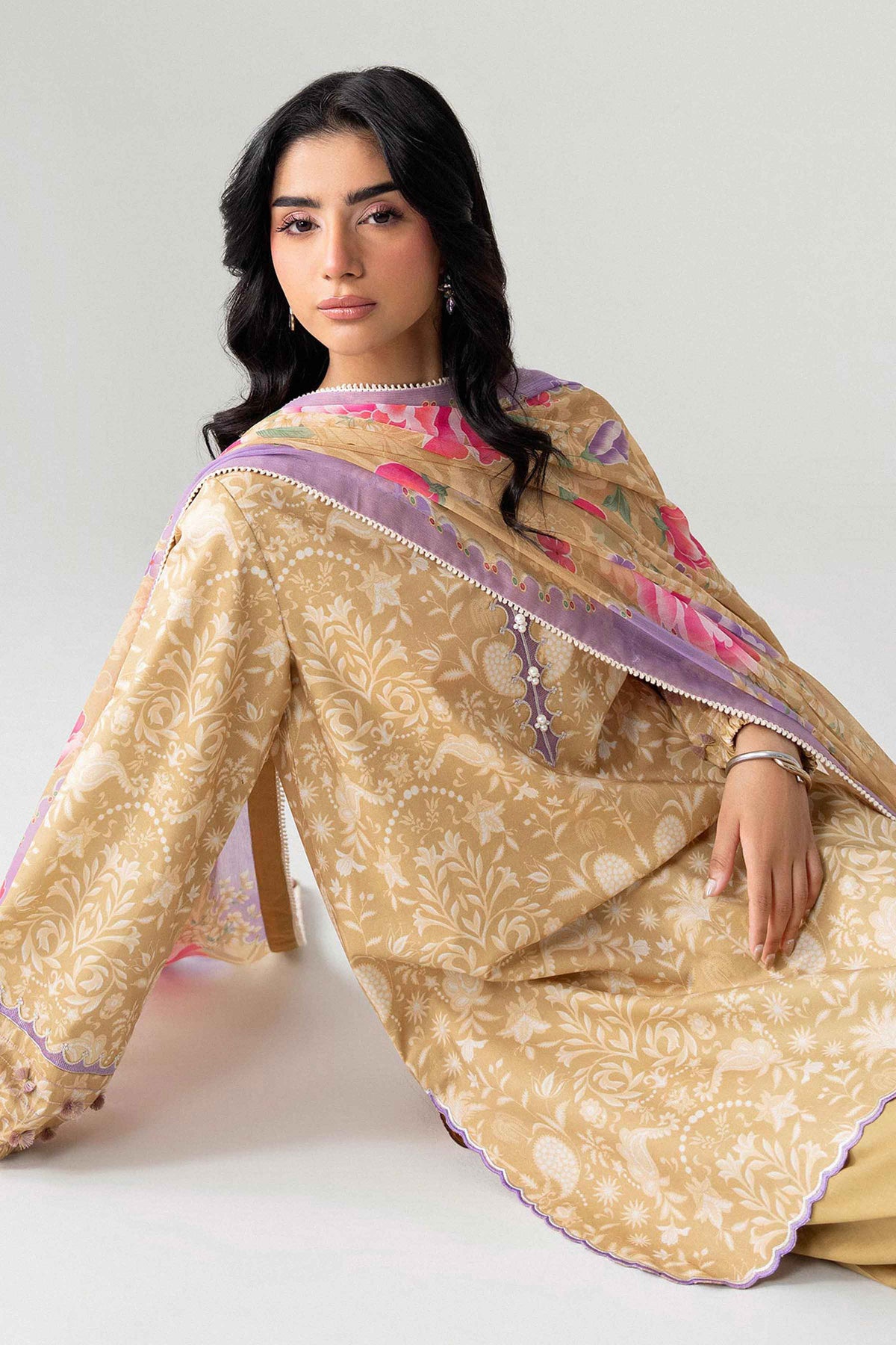 3 Piece - Digital Printed Embroidered Suit - U3PE-NISHA26WV1-74