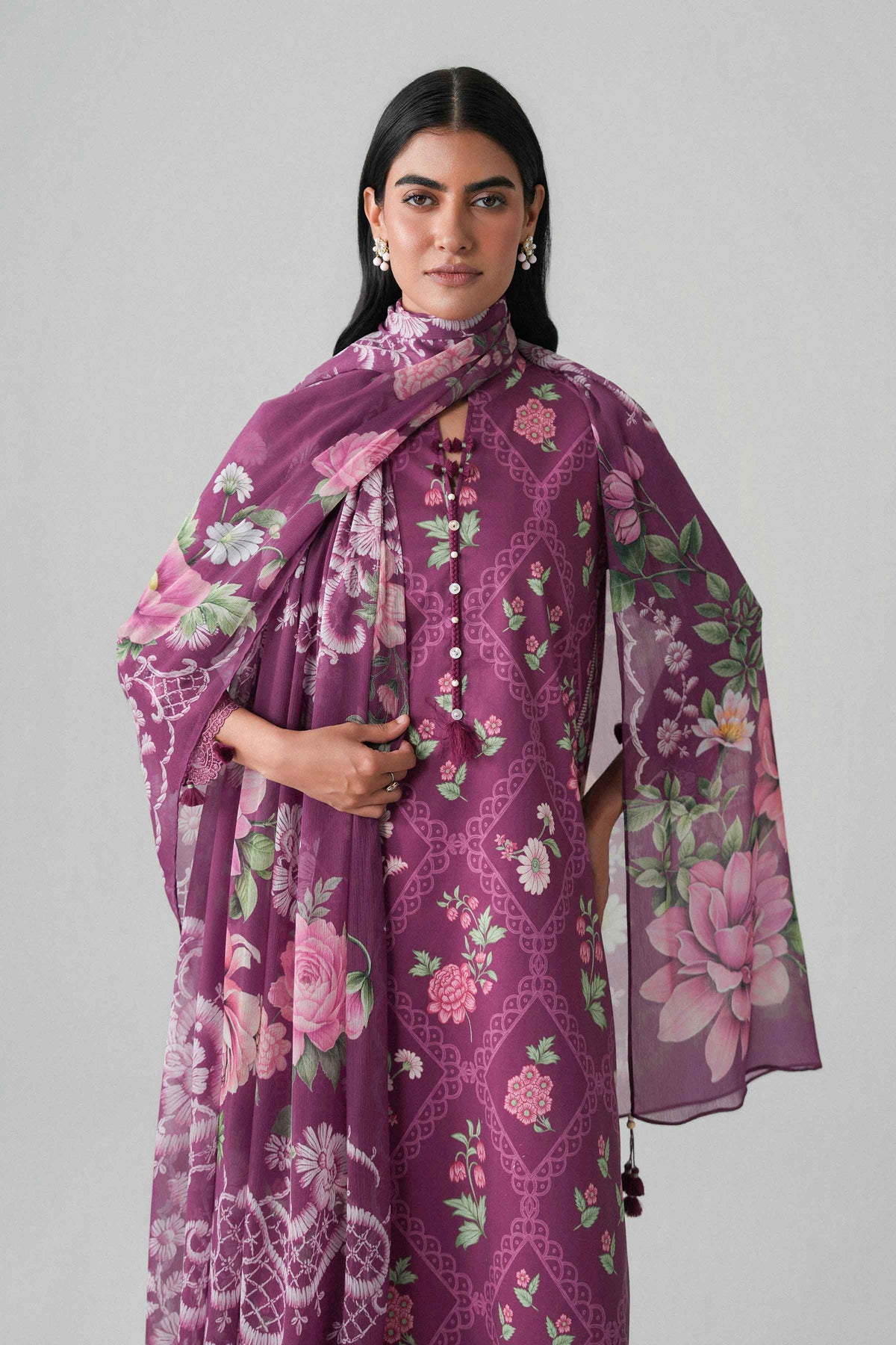 3 Piece - Digital Printed Embroidered Suit - U3PE-NISHA26WV1-75