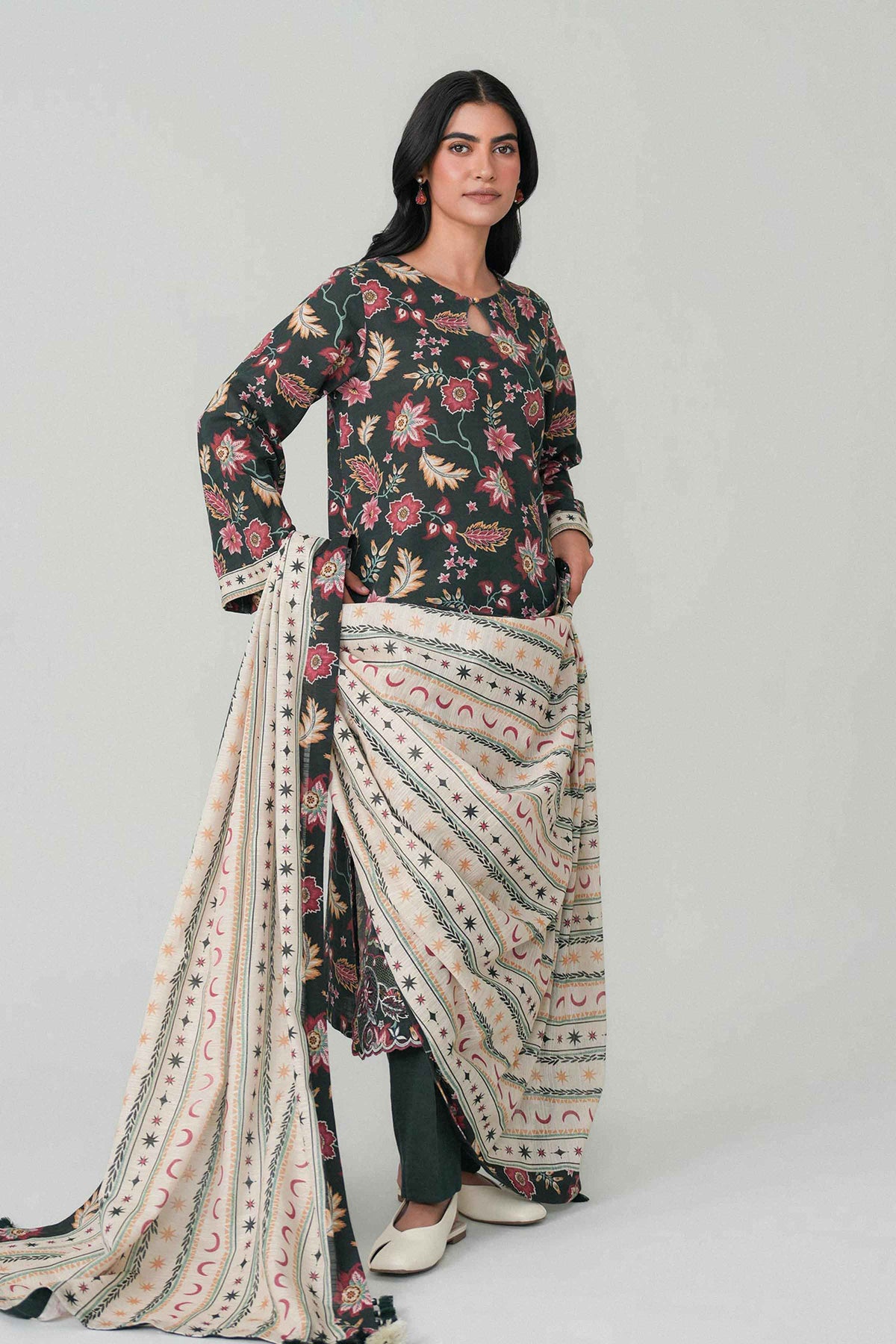 3 Piece - Printed Embroidered Suit - U3PE-NISHA26WV1-96
