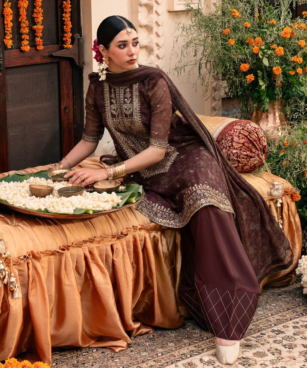 3 Piece - Embroidered Chiffon Suit U3PELXS26V78