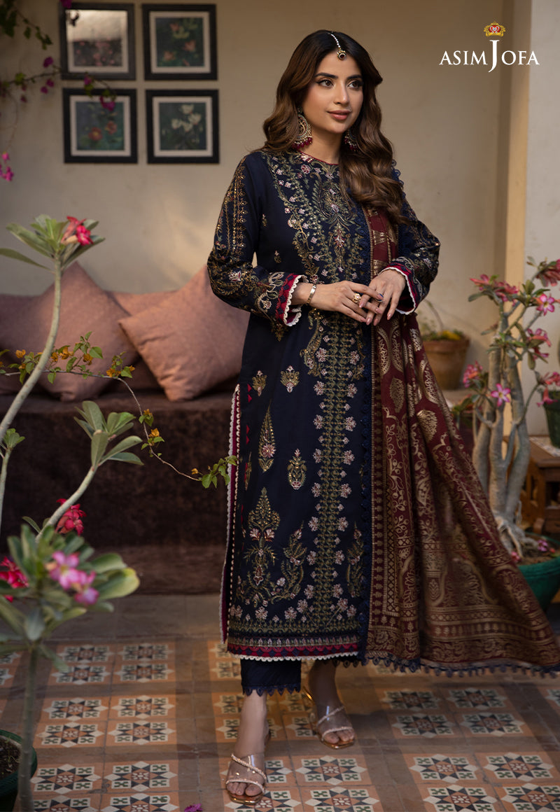 AJZB-22 Designers Stitched EMBROIDERED CAMBRIC 3 PCS