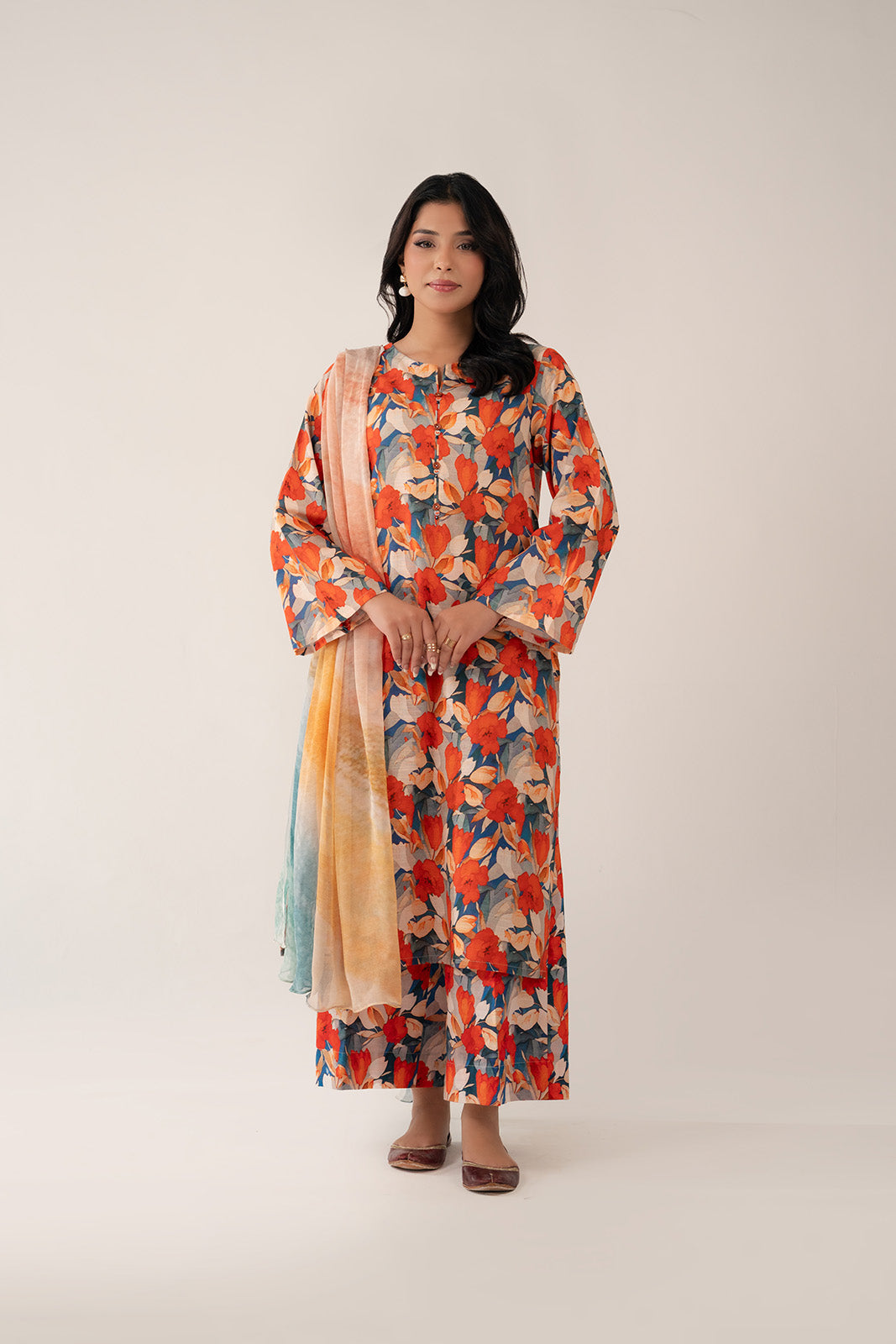 3 Piece Unstitched Slub Khaddar Printed Suit (UC0072)
