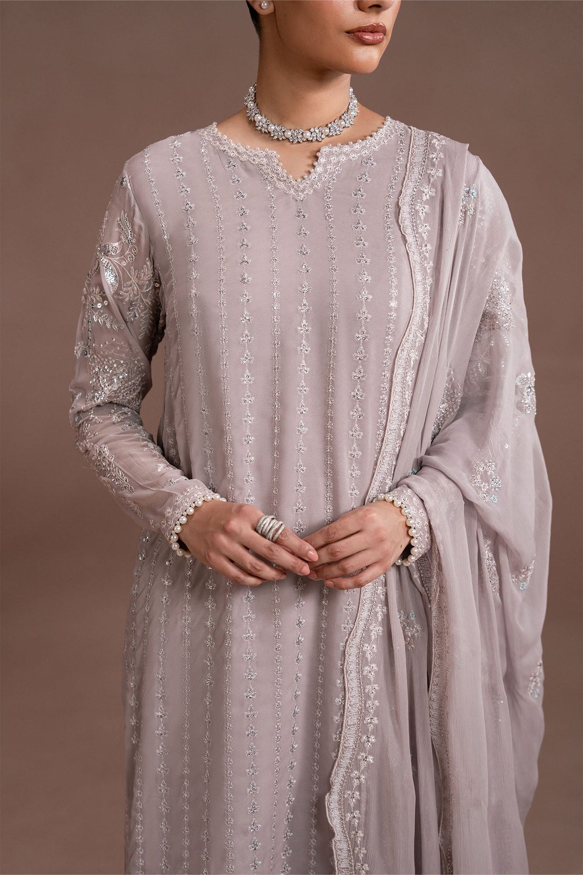 LAVENDER GLOW- 4PC CHIFFON EMBROIDERED SUIT