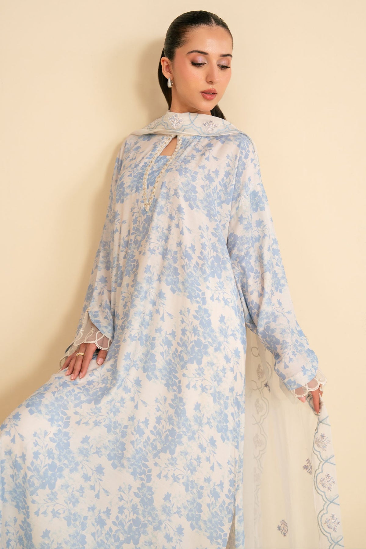 FROSTED FLORA-2PC (SHIRT & DUPATTA)