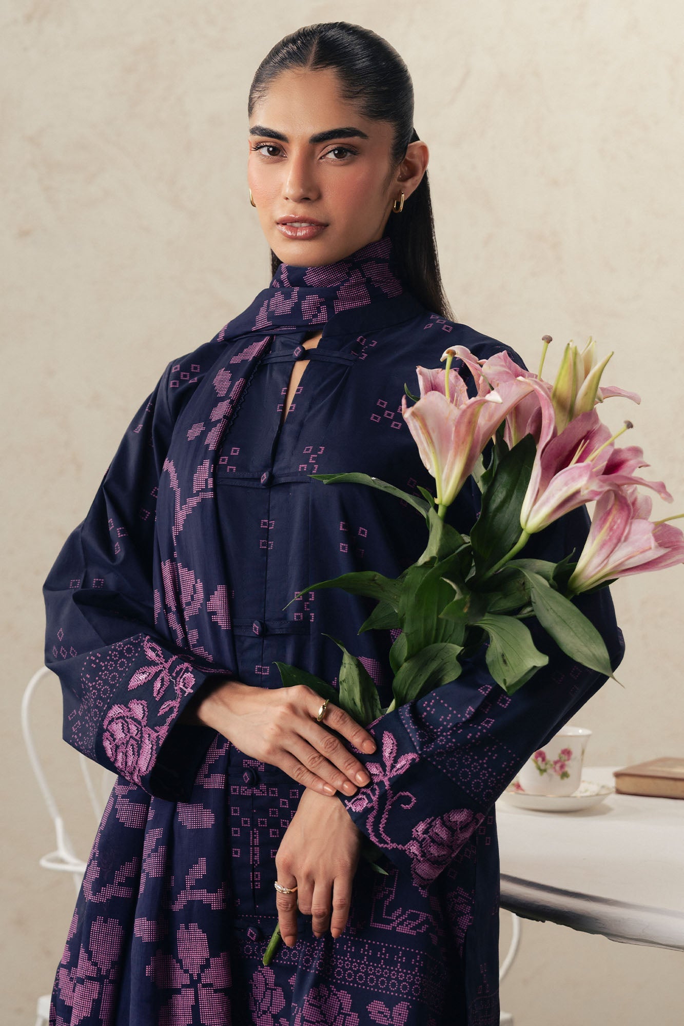 MAGENTA MUSE-3PC PRINTED SUIT