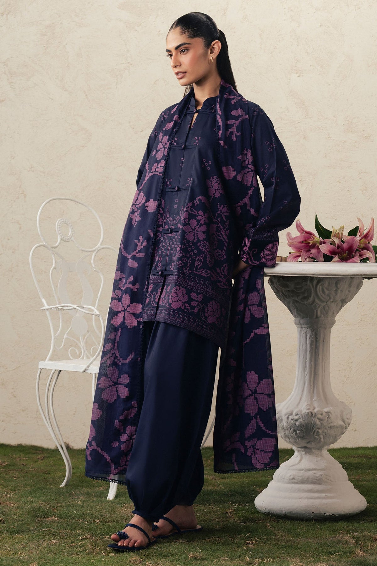 MAGENTA MUSE-3PC PRINTED SUIT